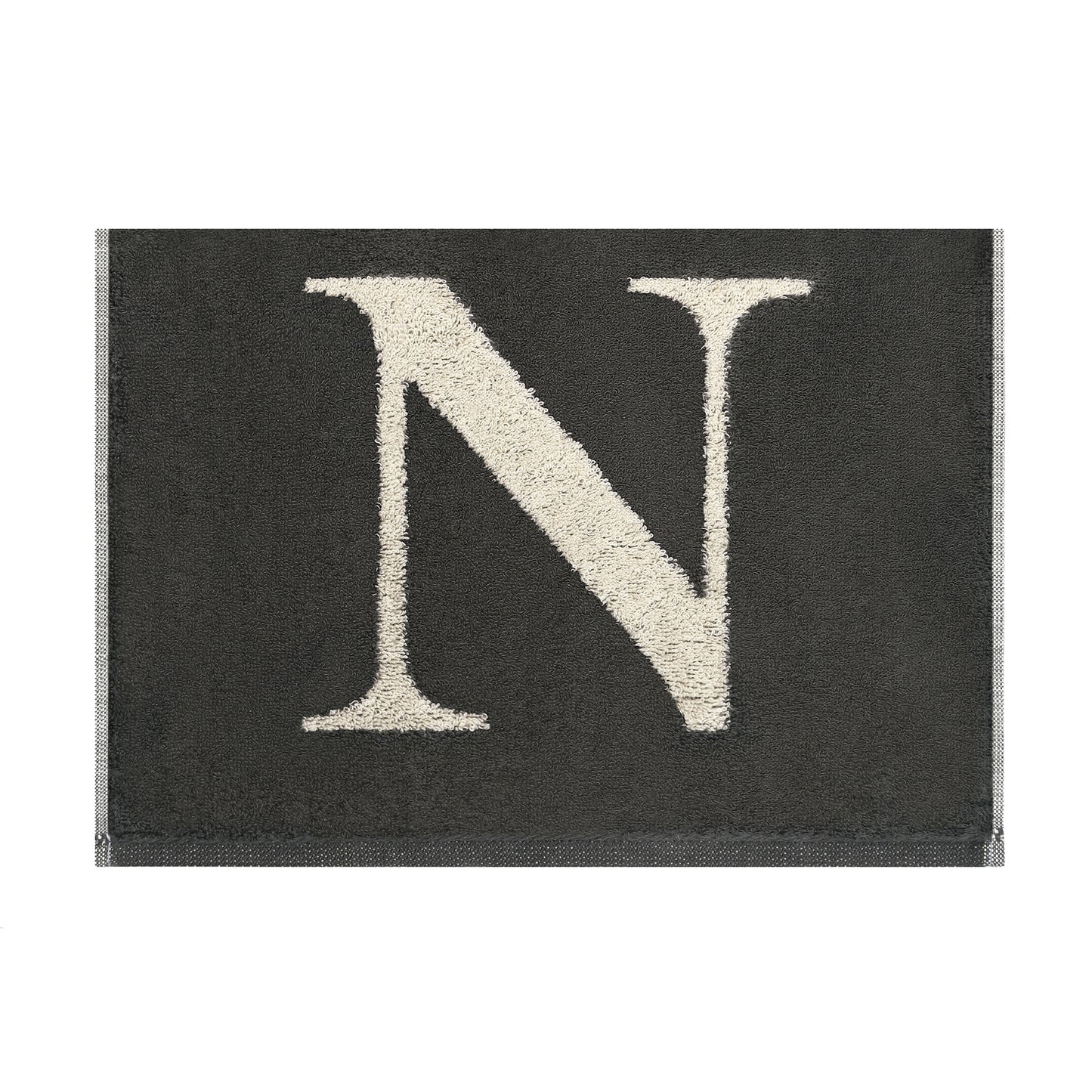 2er Set - Kleines Handtuch mit Buchstabe "N" – Natur / Dunkelgrau