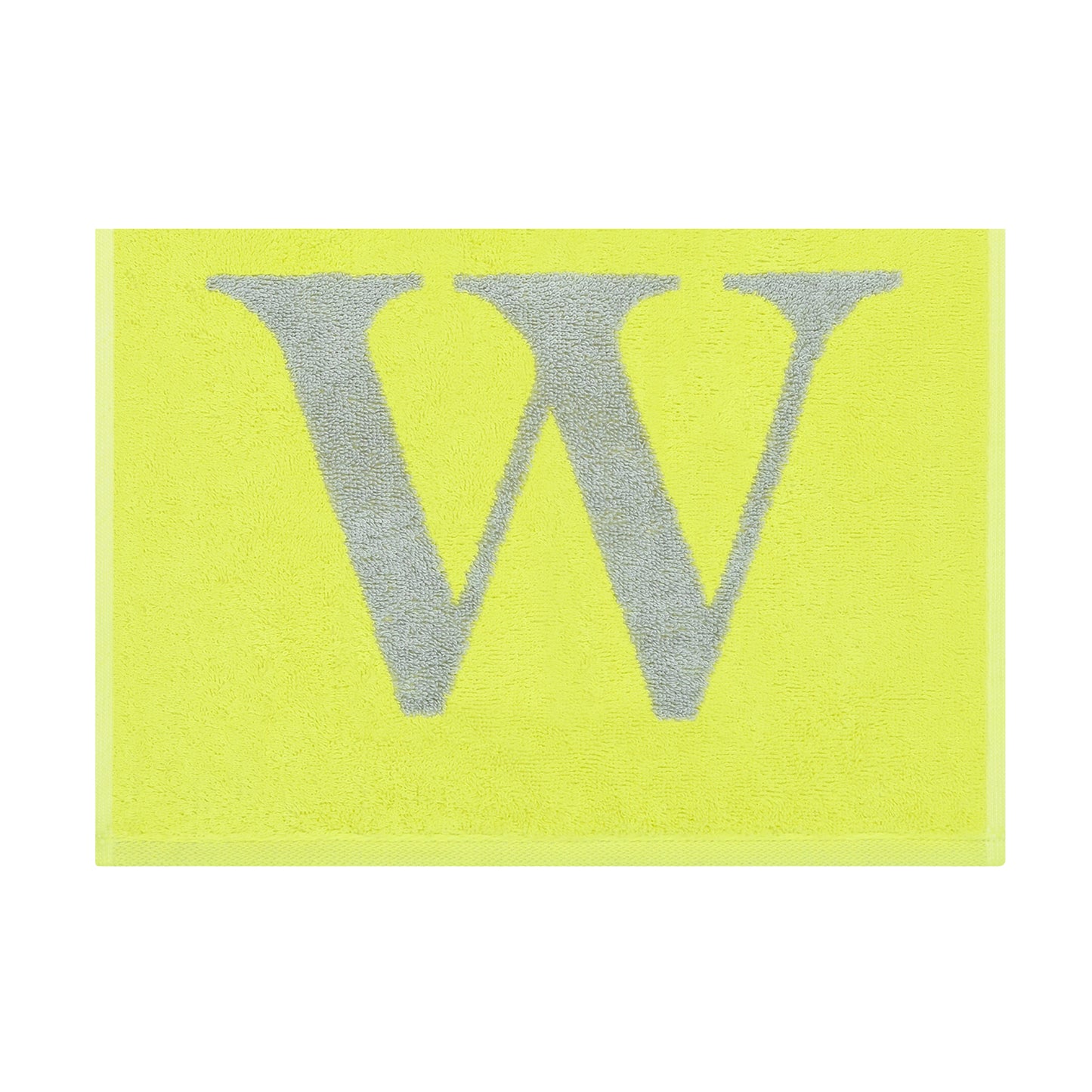 2er Set - Kleines Handtuch mit Buchstabe "W" – Silber / Lime