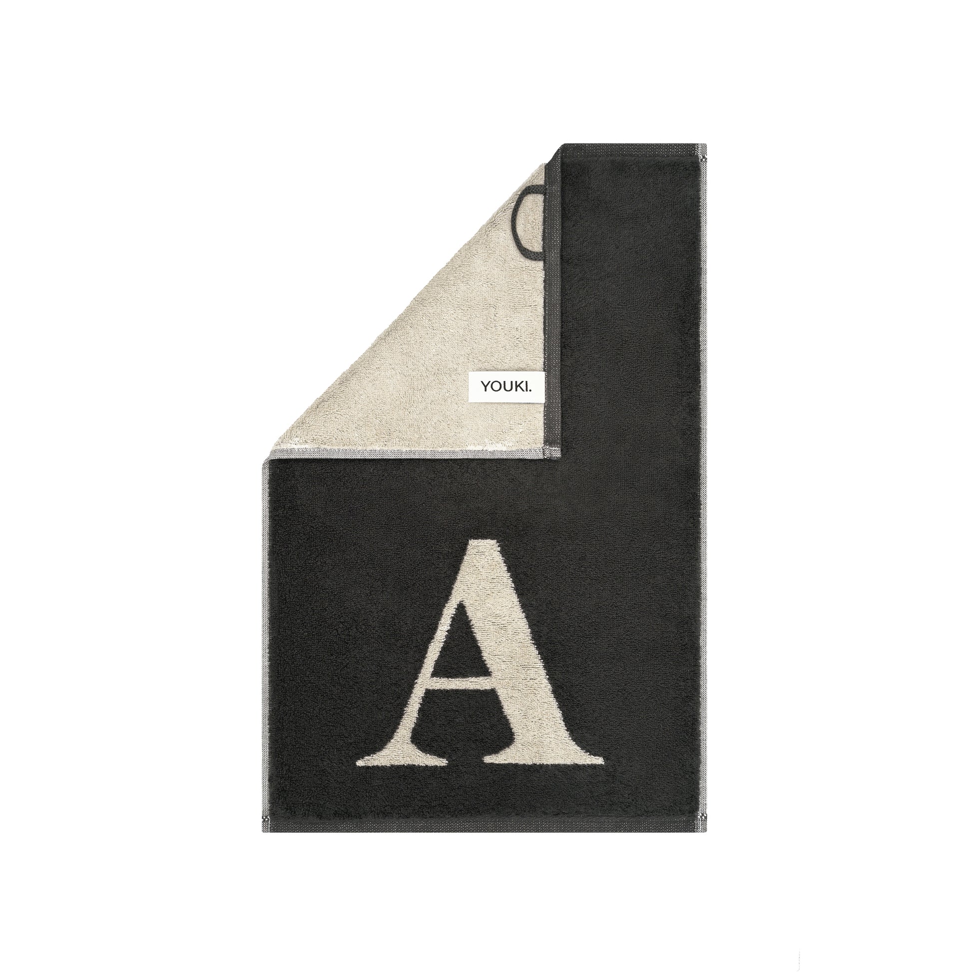 2er Set - Kleines Handtuch mit Buchstabe "A" – Natur / Dunkelgrau