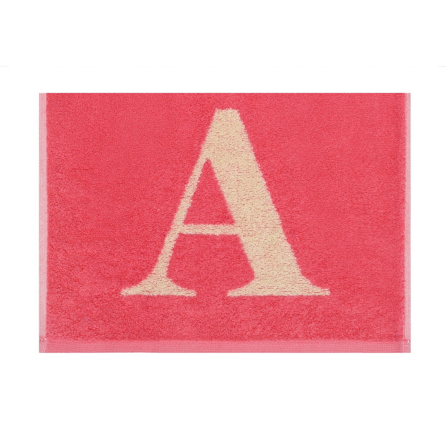 2er Set - Kleines Handtuch mit Buchstabe "A" – Natur / Pink / Orange
