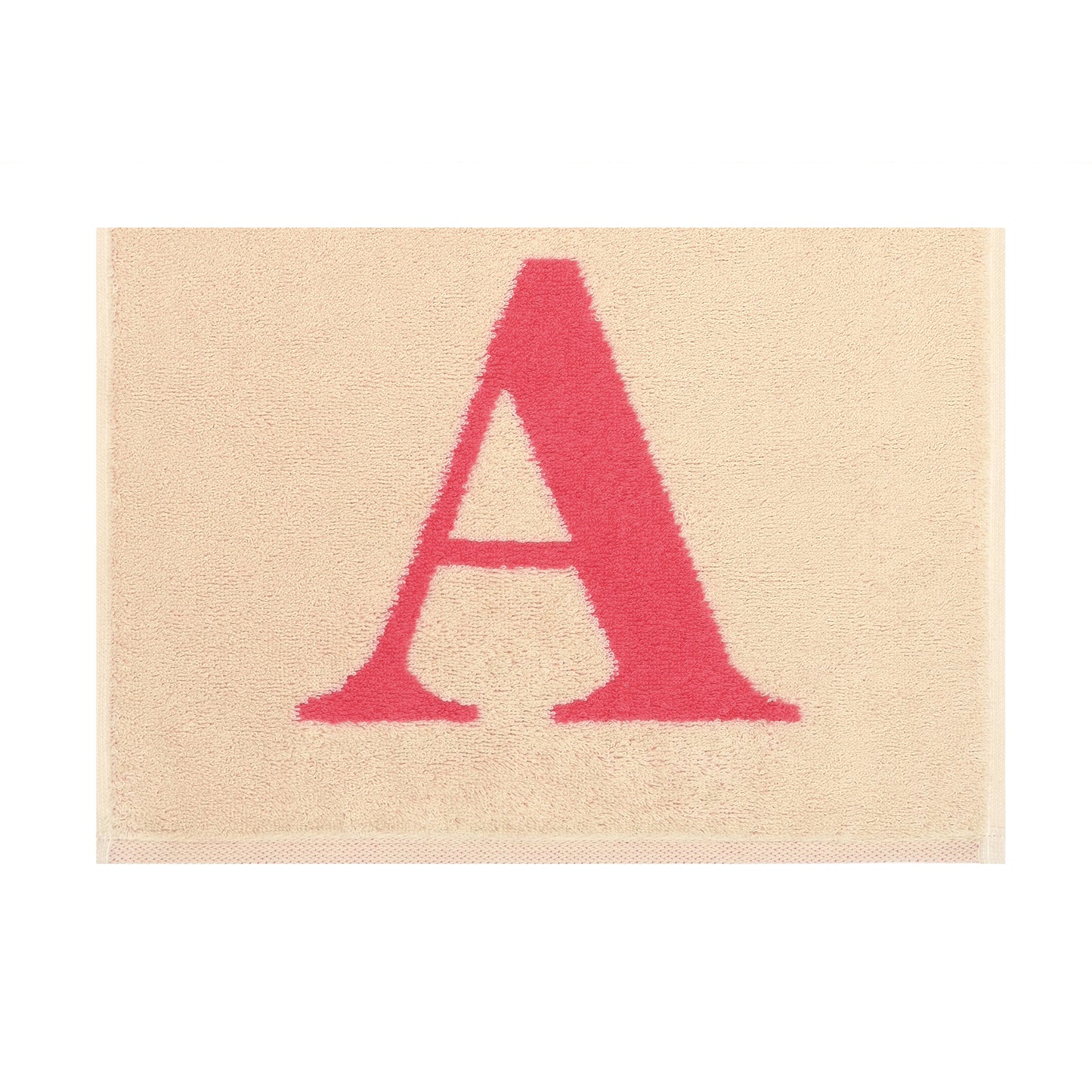 2er Set - Kleines Handtuch mit Buchstabe "A" – Natur / Pink / Orange