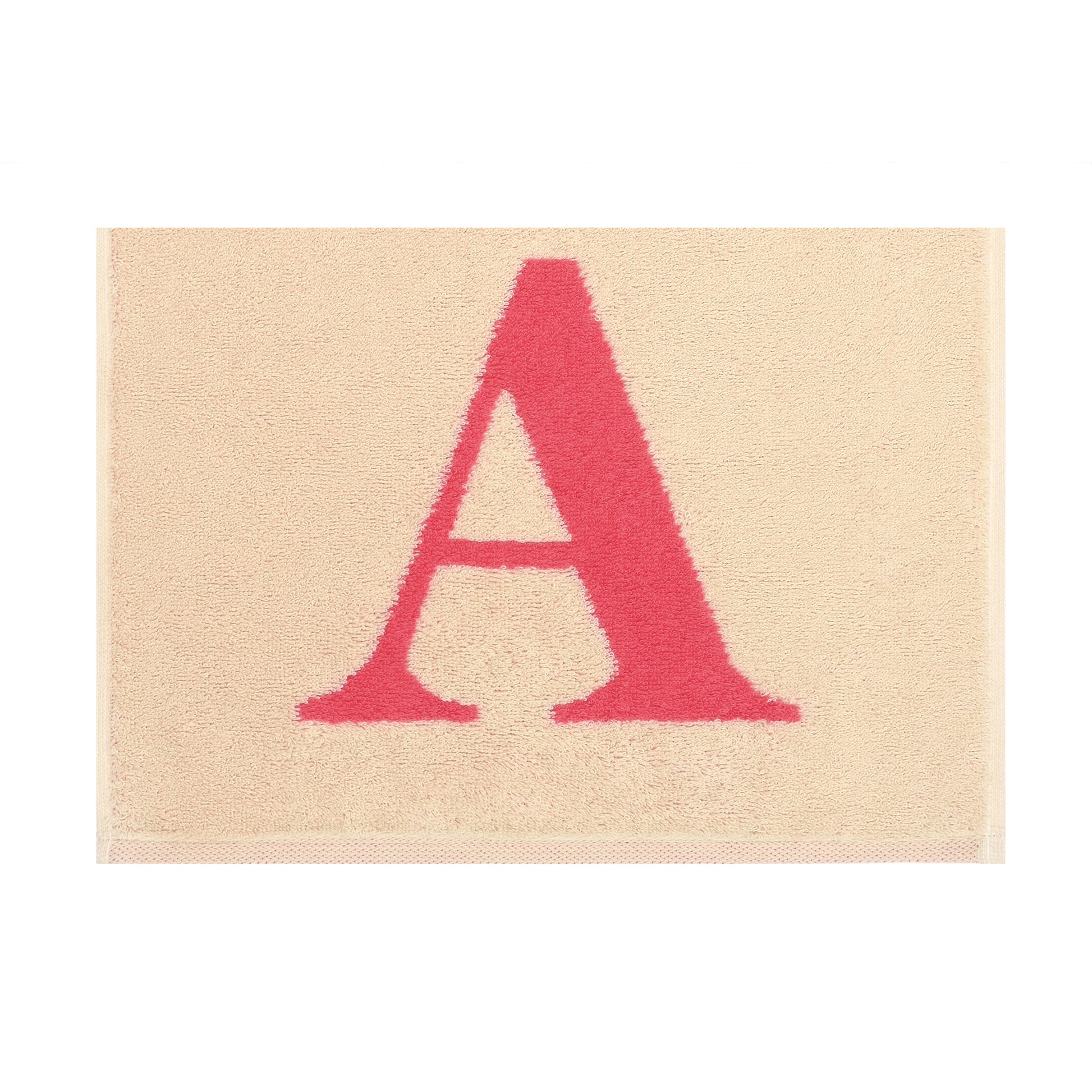 2er Set - Kleines Handtuch mit Buchstabe "A" – Natur / Pink / Orange