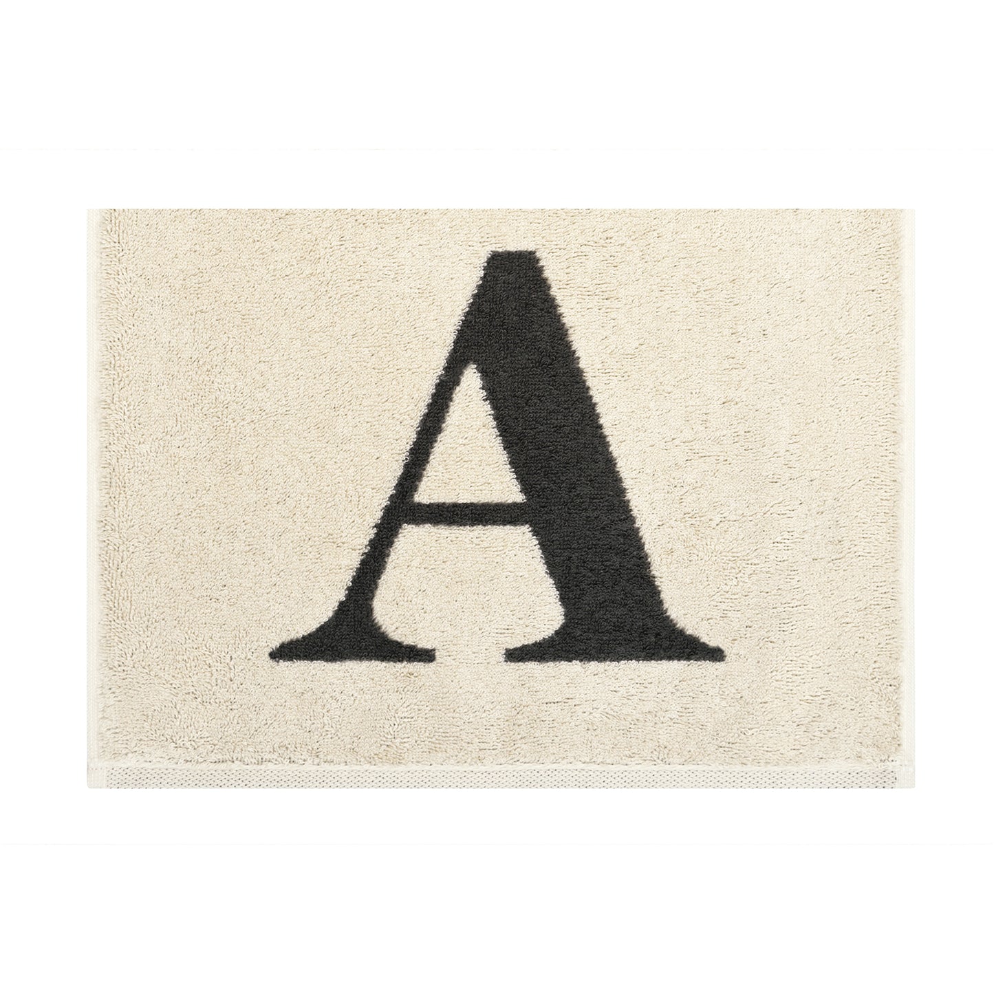 2er Set - Kleines Handtuch mit Buchstabe "A" – Natur / Dunkelgrau