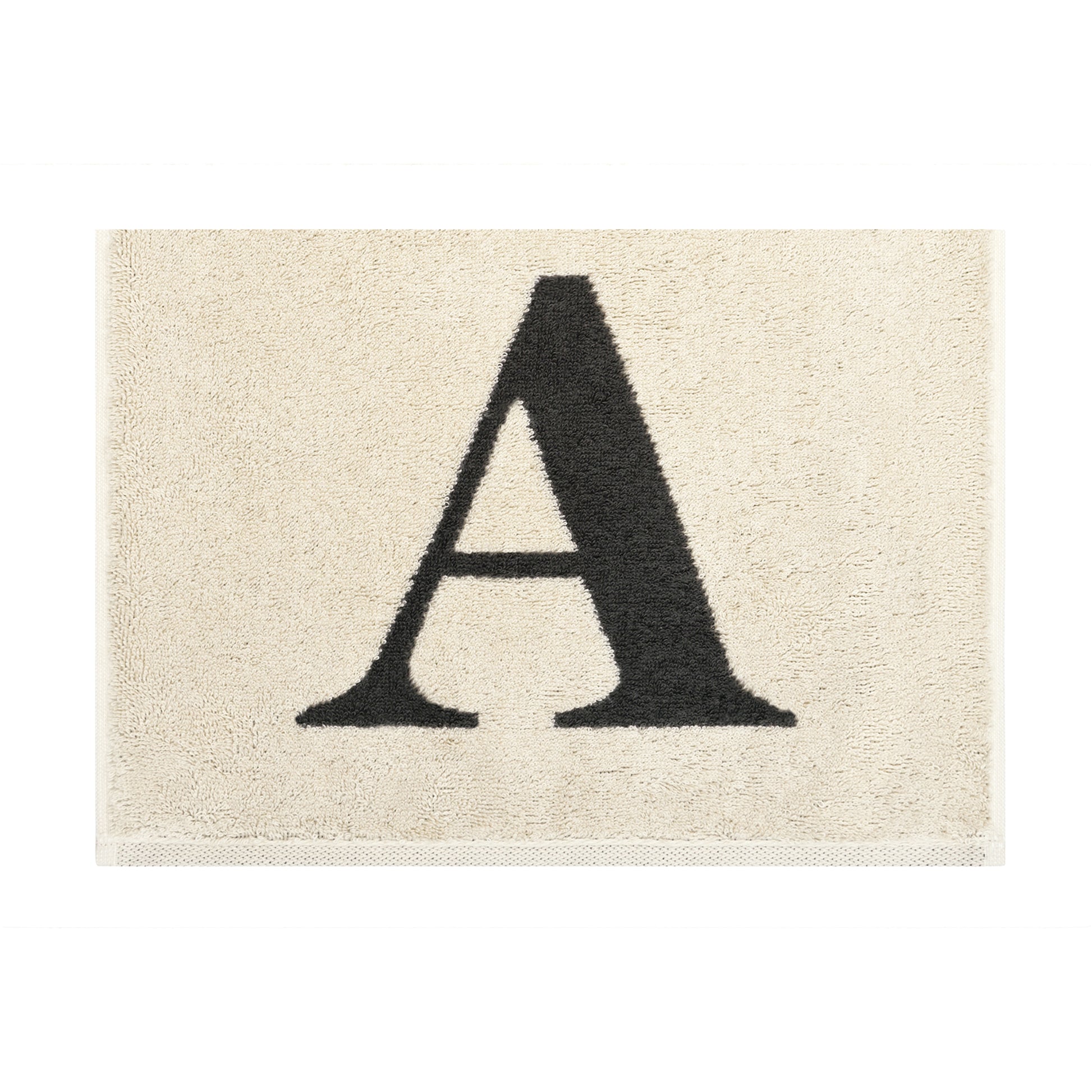 2er Set - Kleines Handtuch mit Buchstabe "A" – Natur / Dunkelgrau