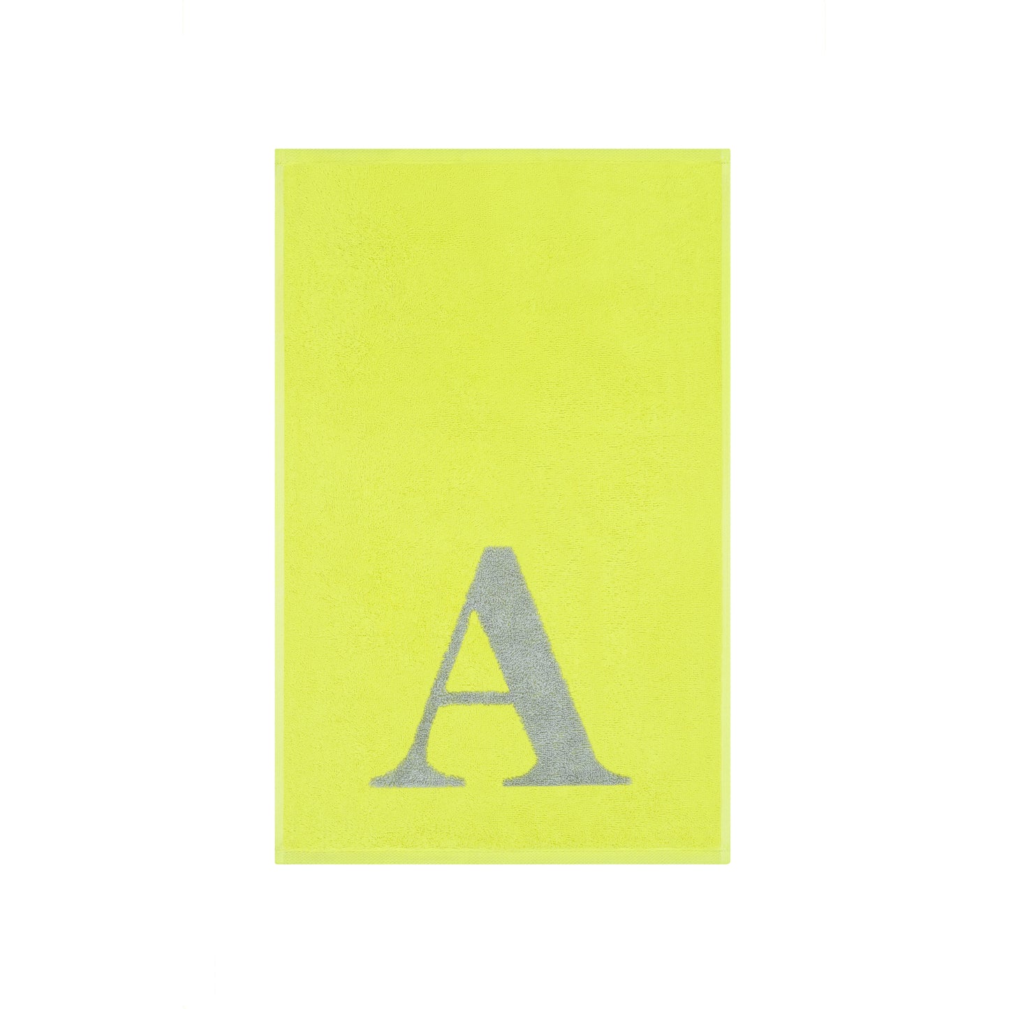 2er Set - Kleines Handtuch mit Buchstabe "A" – Silber / Lime