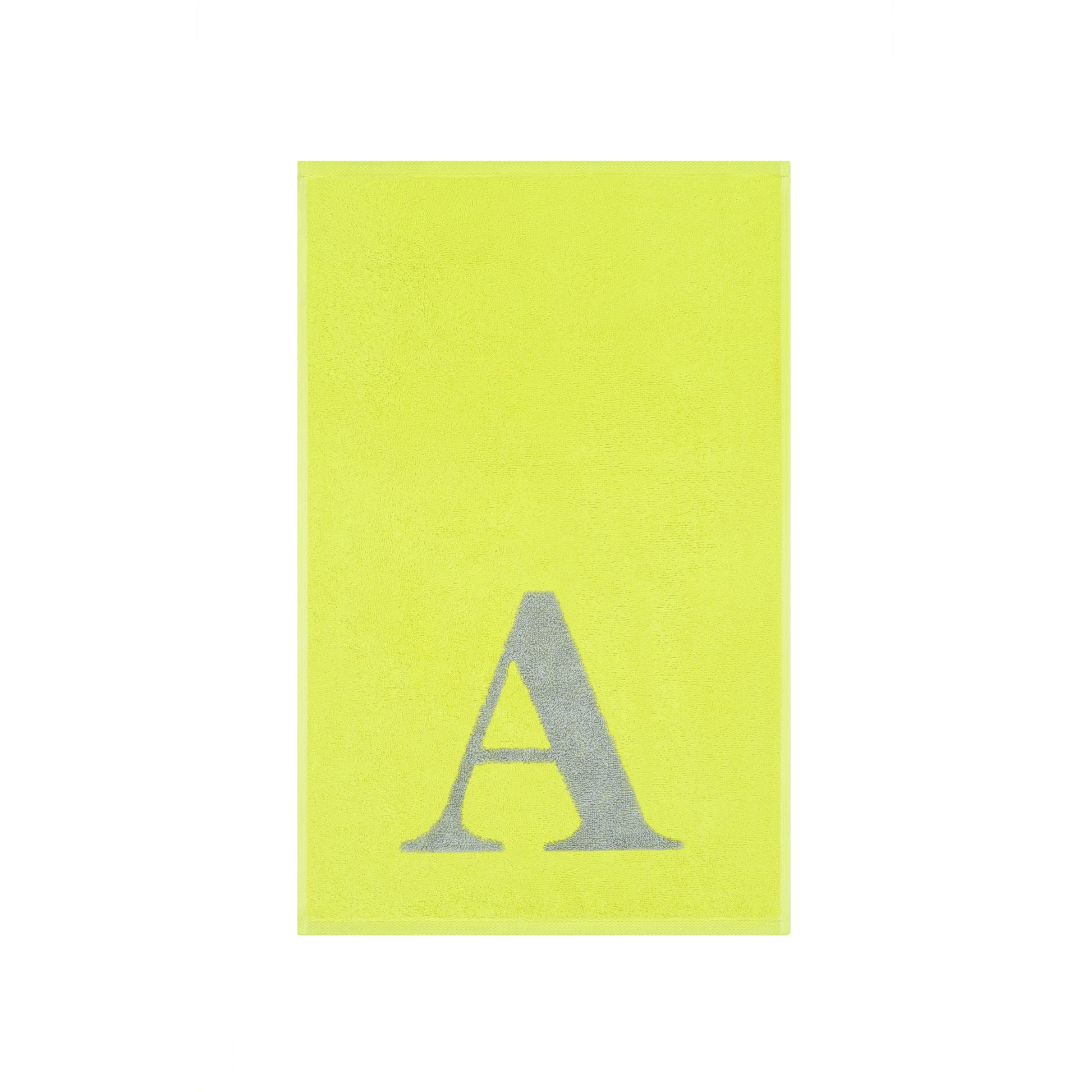2er Set - Kleines Handtuch mit Buchstabe "A" – Silber / Lime