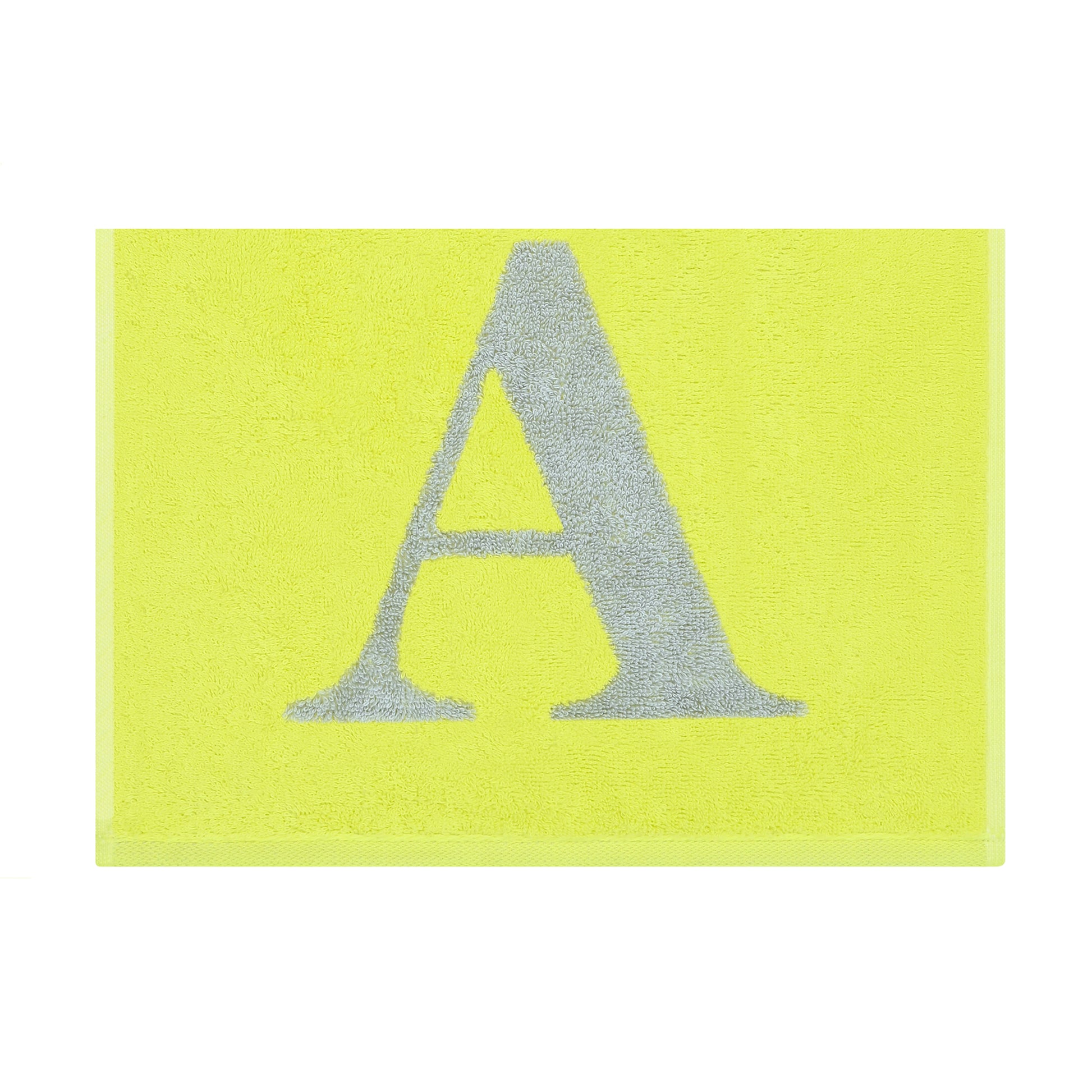 2er Set - Kleines Handtuch mit Buchstabe "A" – Silber / Lime