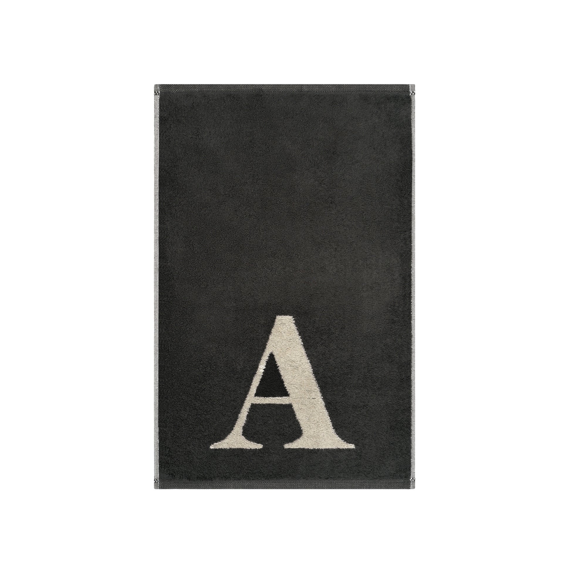 2er Set - Kleines Handtuch mit Buchstabe "A" – Natur / Dunkelgrau