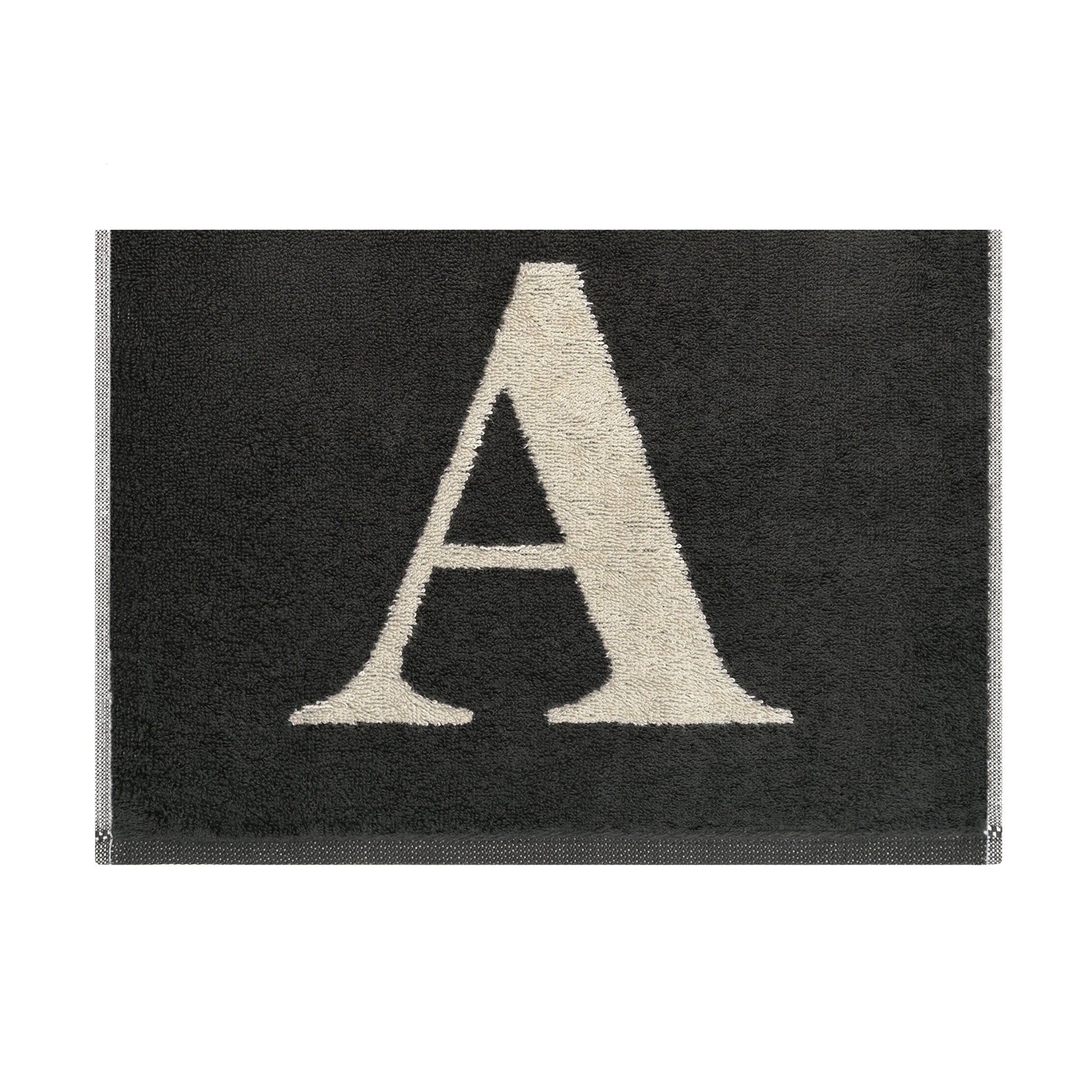 2er Set - Kleines Handtuch mit Buchstabe "A" – Natur / Dunkelgrau