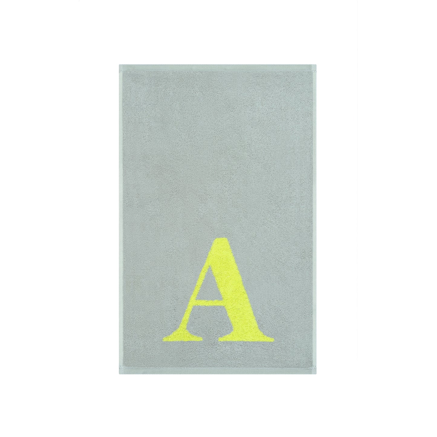 2er Set - Kleines Handtuch mit Buchstabe "A" – Silber / Lime