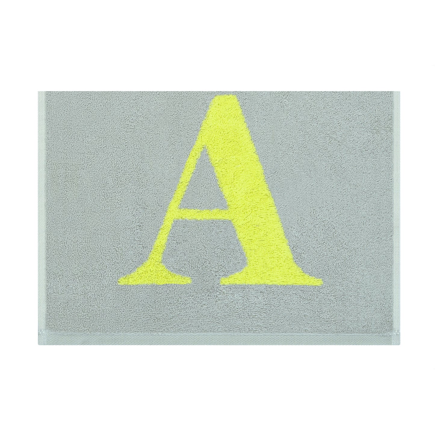 2er Set - Kleines Handtuch mit Buchstabe "A" – Silber / Lime