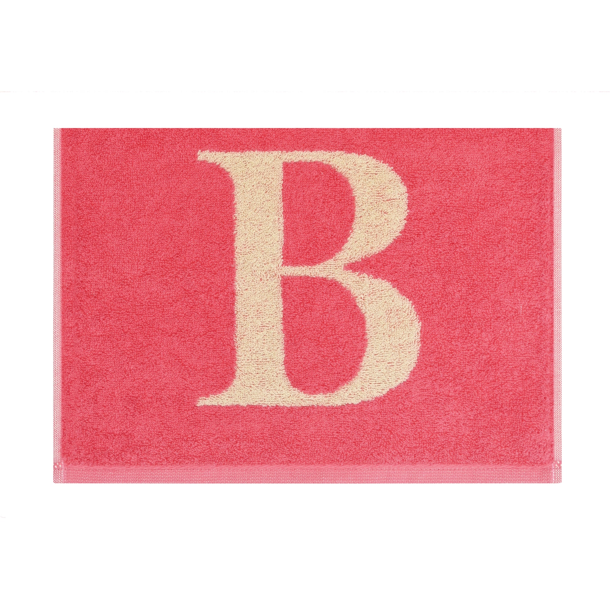 2er Set - Kleines Handtuch mit Buchstabe "B" – Natur / Pink / Orange