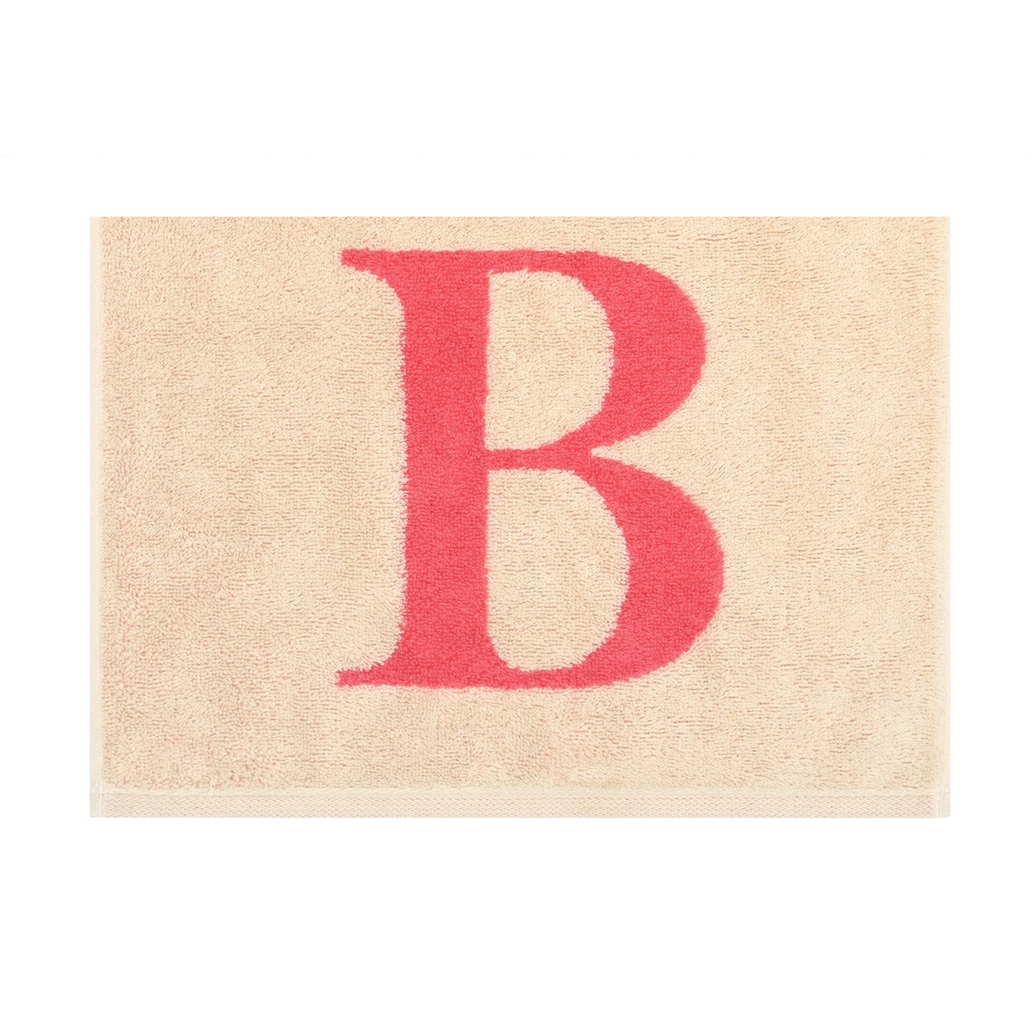 2er Set - Kleines Handtuch mit Buchstabe "B" – Natur / Pink / Orange