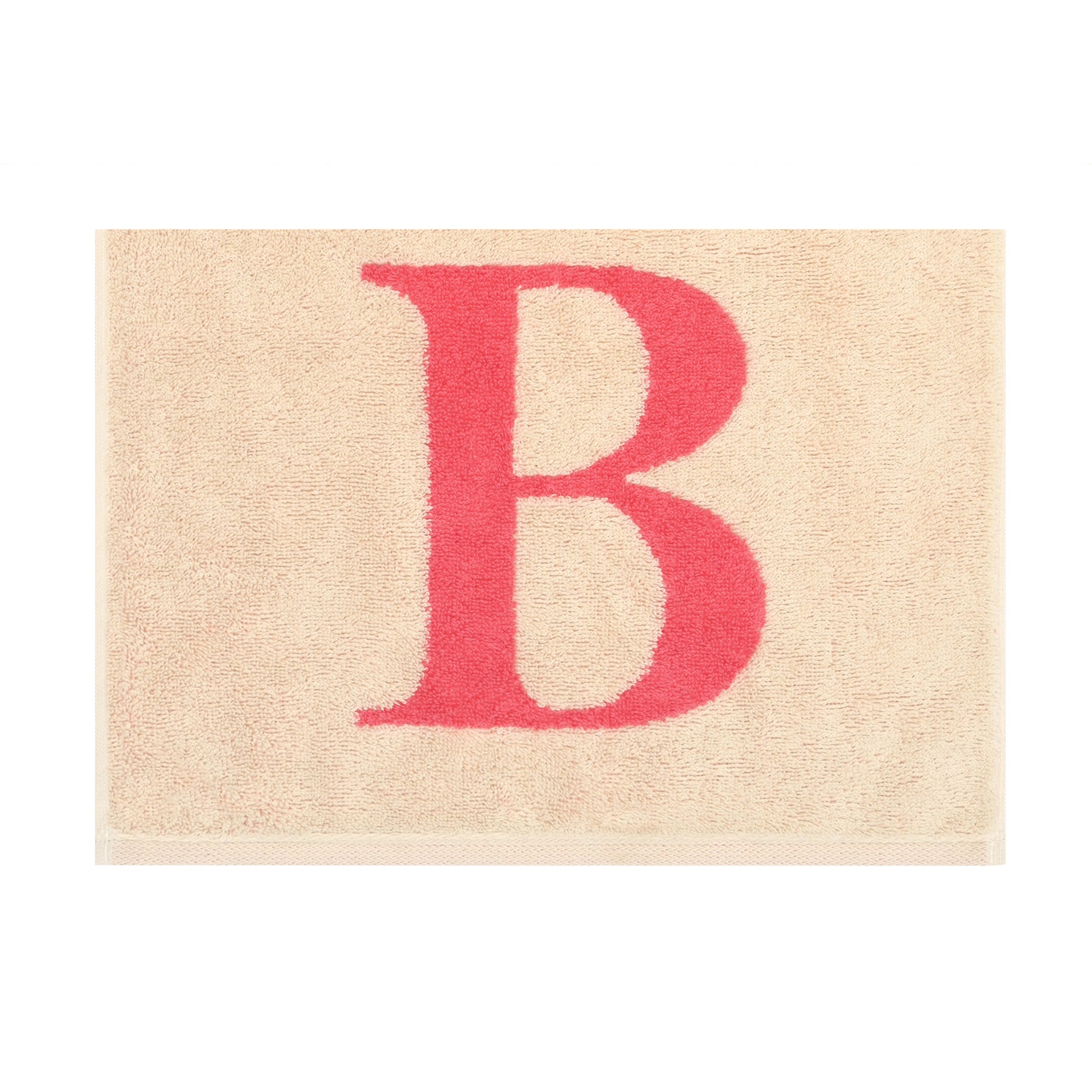 2er Set - Kleines Handtuch mit Buchstabe "B" – Natur / Pink / Orange