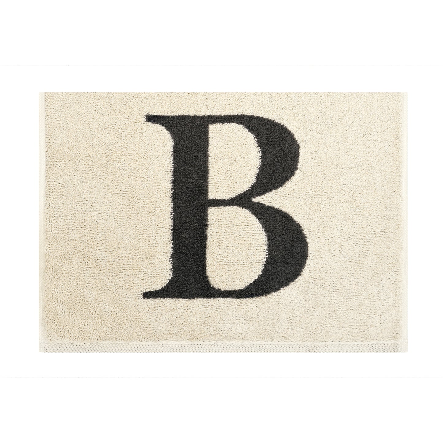 2er Set - Kleines Handtuch mit Buchstabe "B" – Natur / Dunkelgrau