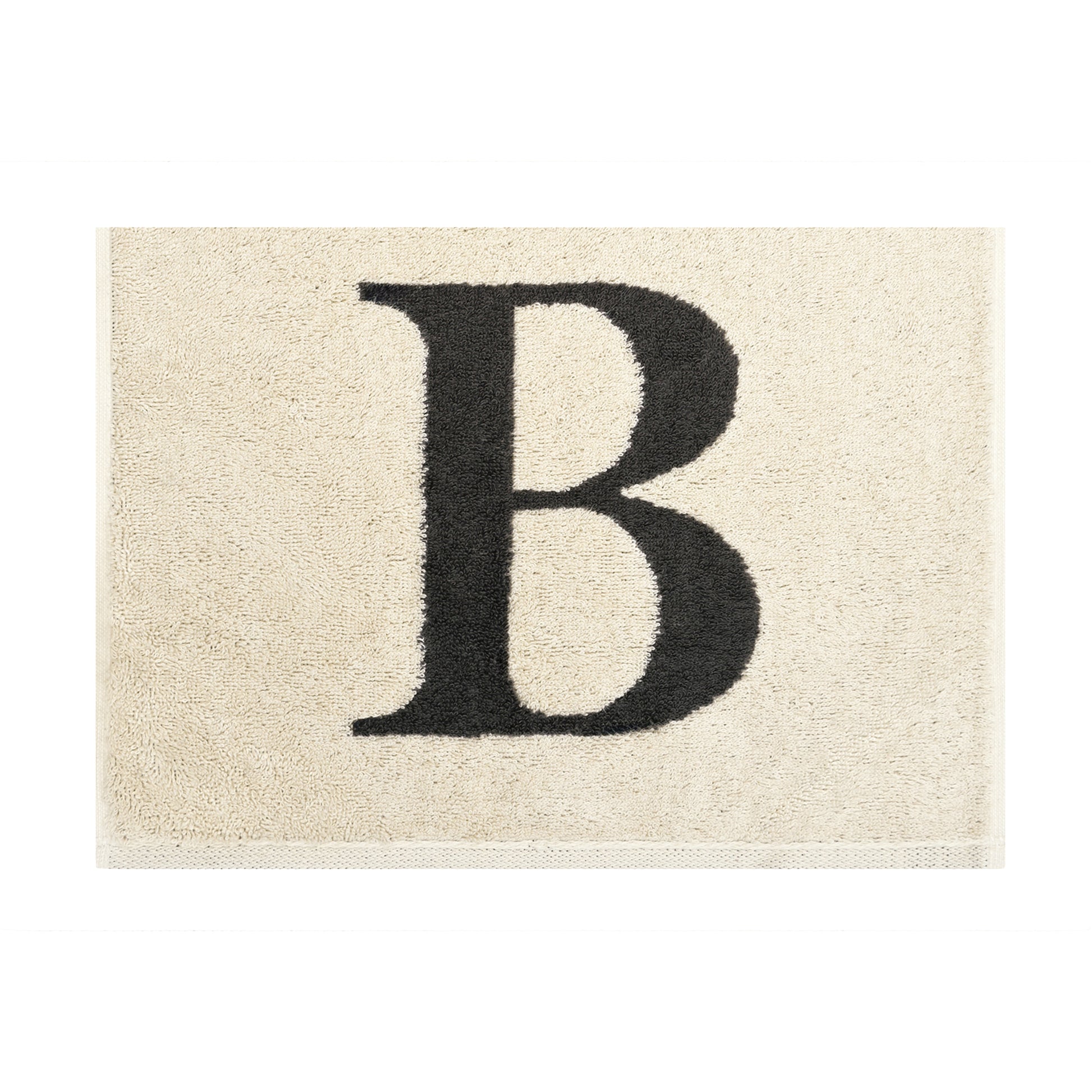 2er Set - Kleines Handtuch mit Buchstabe "B" – Natur / Dunkelgrau