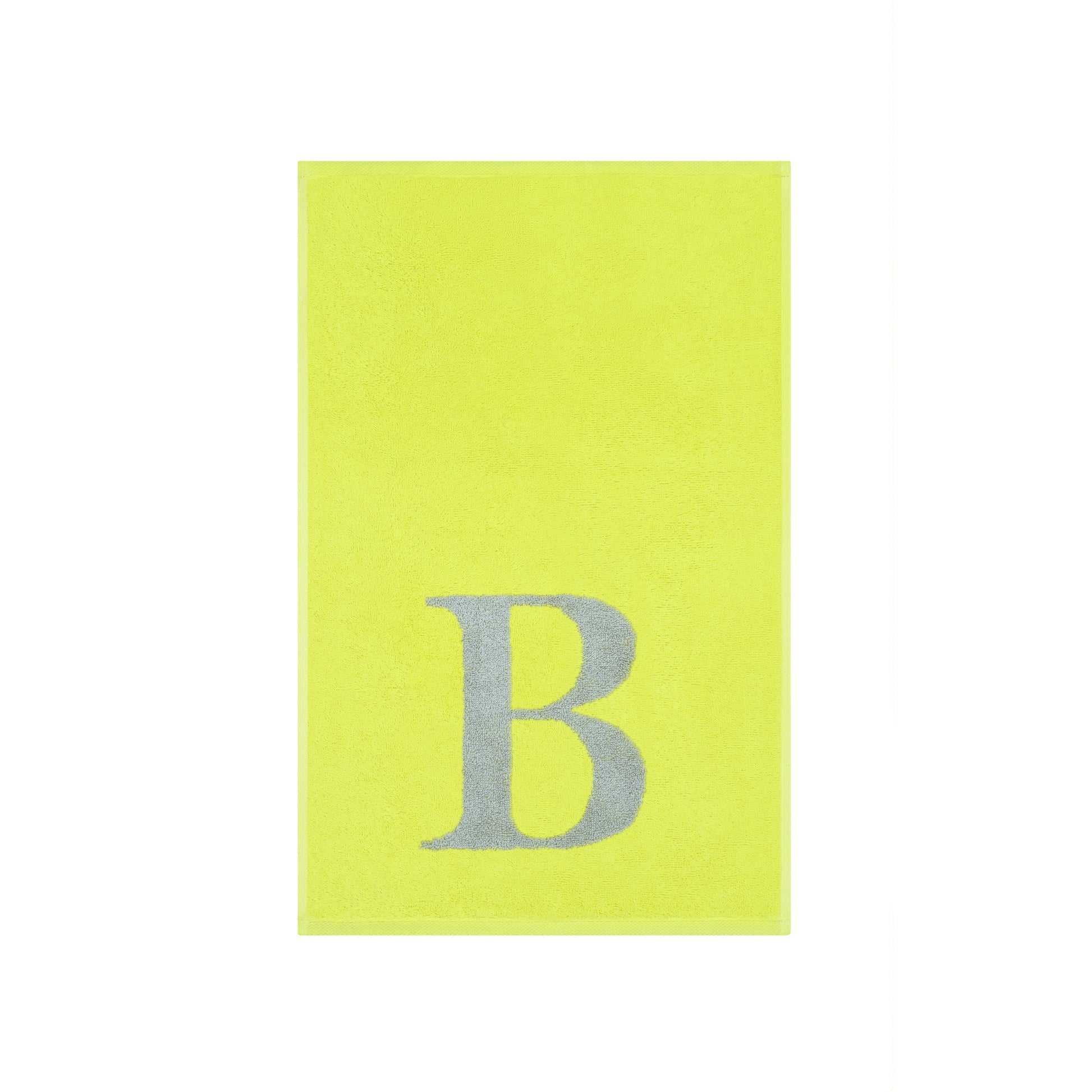 2er Set - Kleines Handtuch mit Buchstabe "B" – Silber / Lime