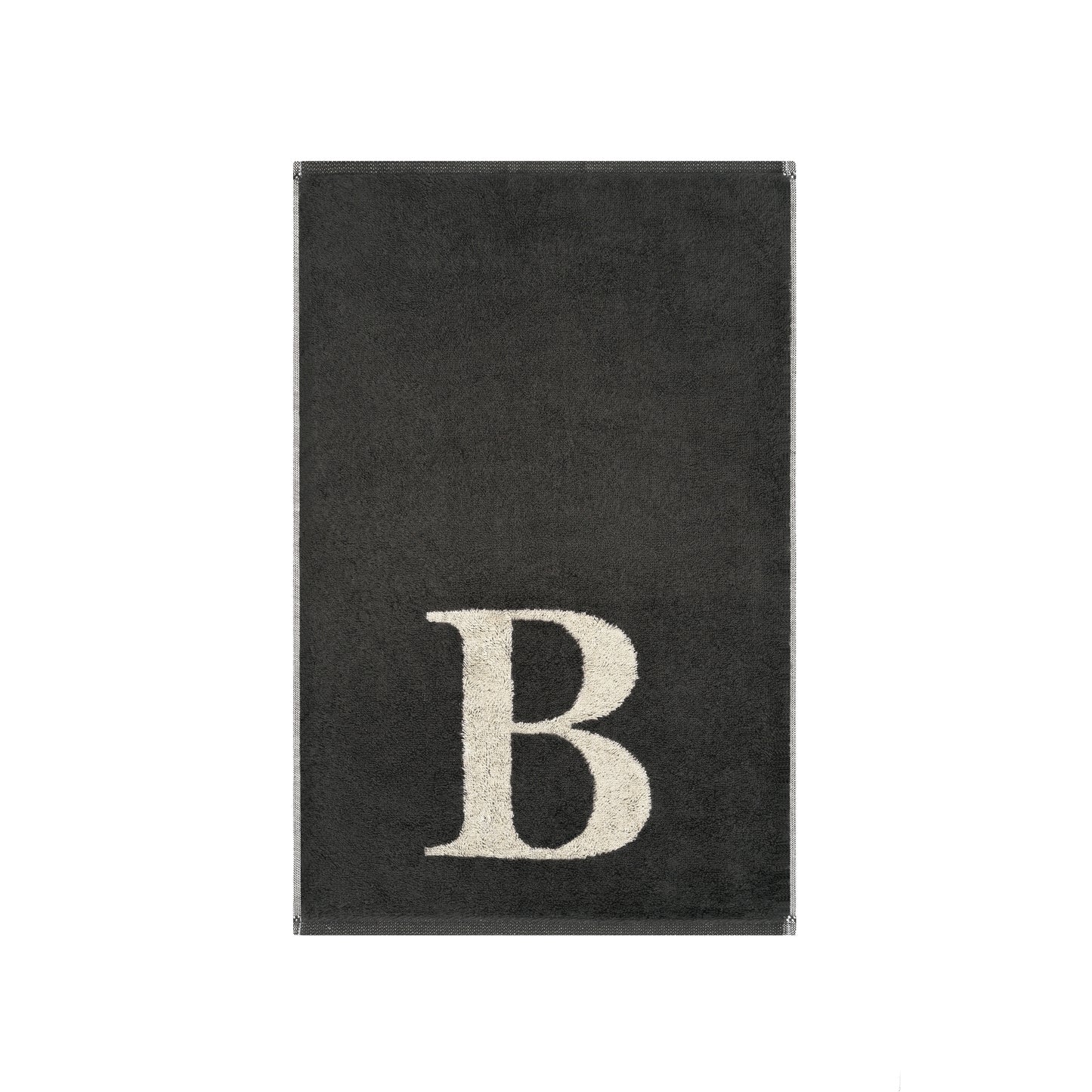 2er Set - Kleines Handtuch mit Buchstabe "B" – Natur / Dunkelgrau