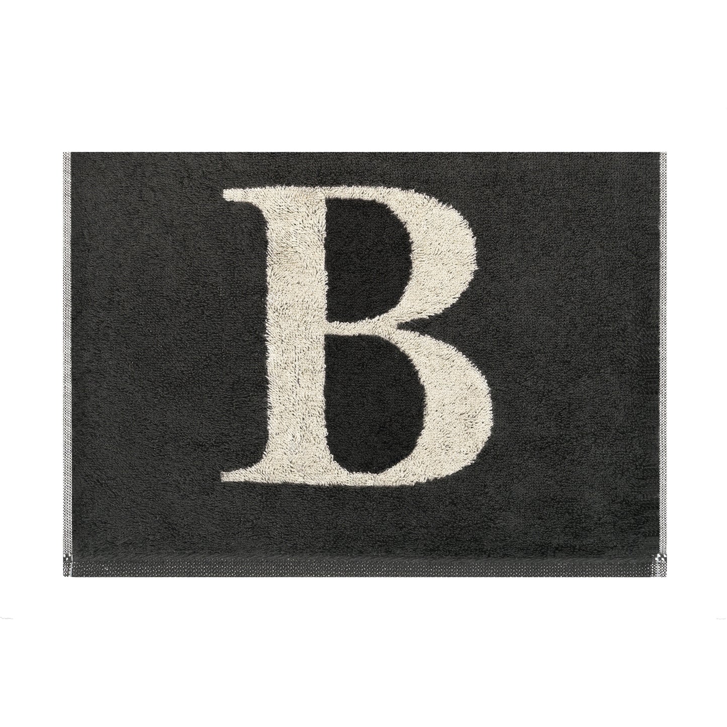 2er Set - Kleines Handtuch mit Buchstabe "B" – Natur / Dunkelgrau