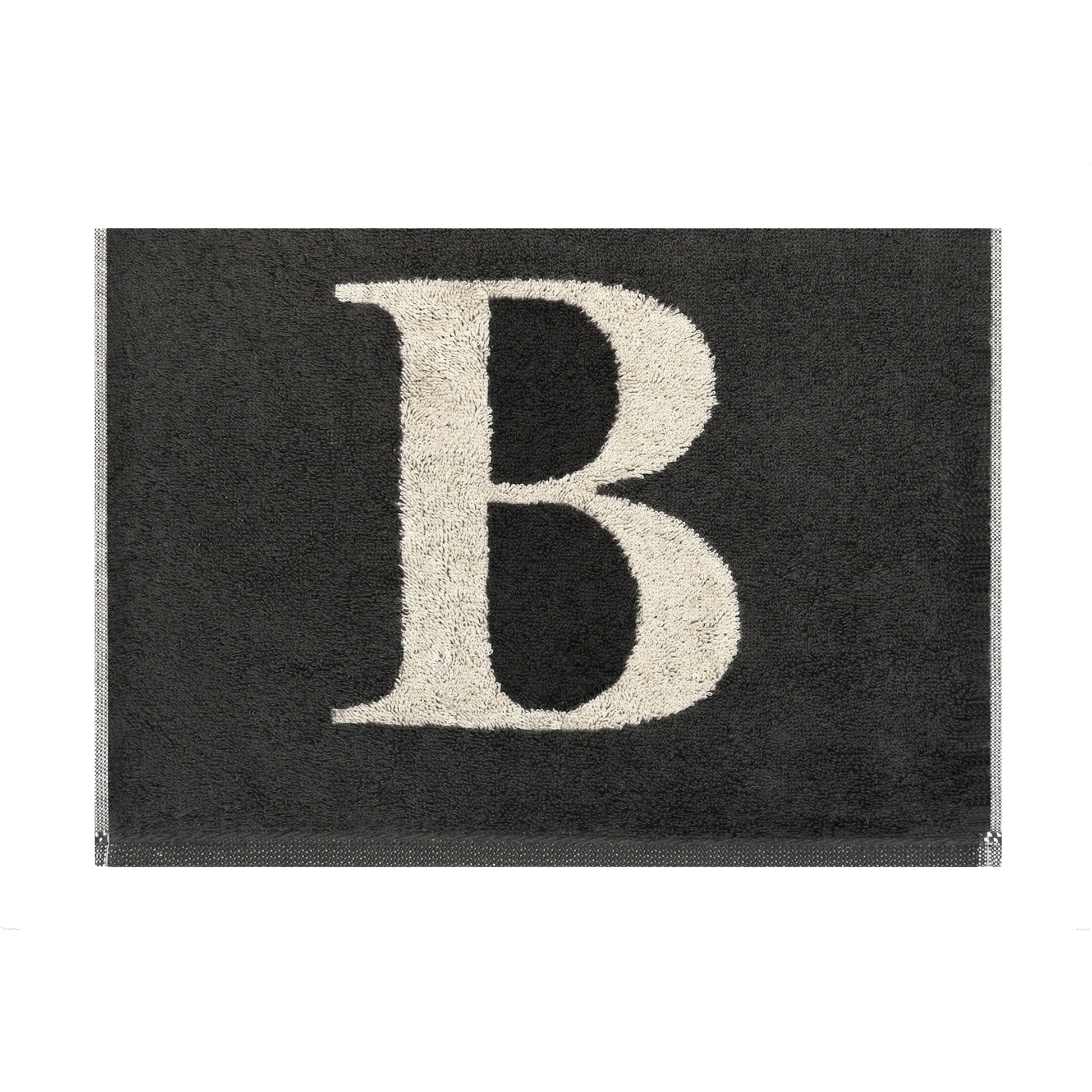 2er Set - Kleines Handtuch mit Buchstabe "B" – Natur / Dunkelgrau