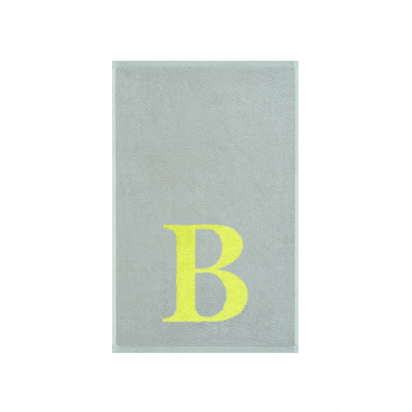 2er Set - Kleines Handtuch mit Buchstabe "B" – Silber / Lime
