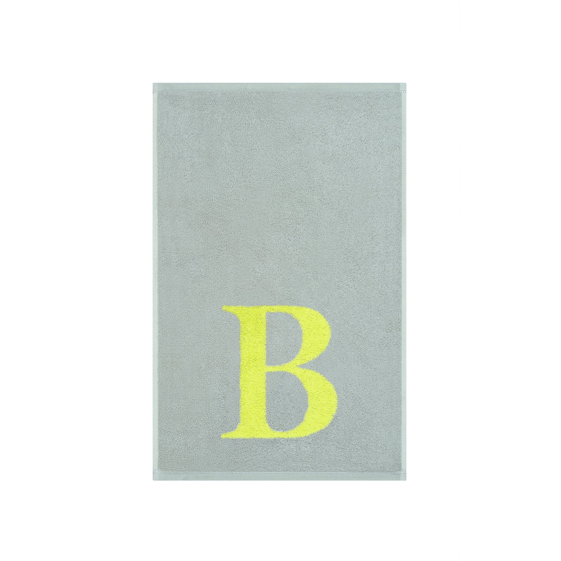 2er Set - Kleines Handtuch mit Buchstabe "B" – Silber / Lime