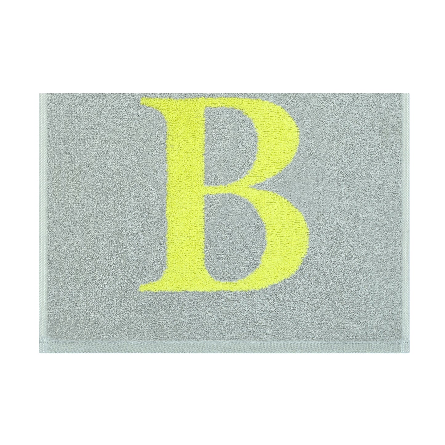 2er Set - Kleines Handtuch mit Buchstabe "B" – Silber / Lime