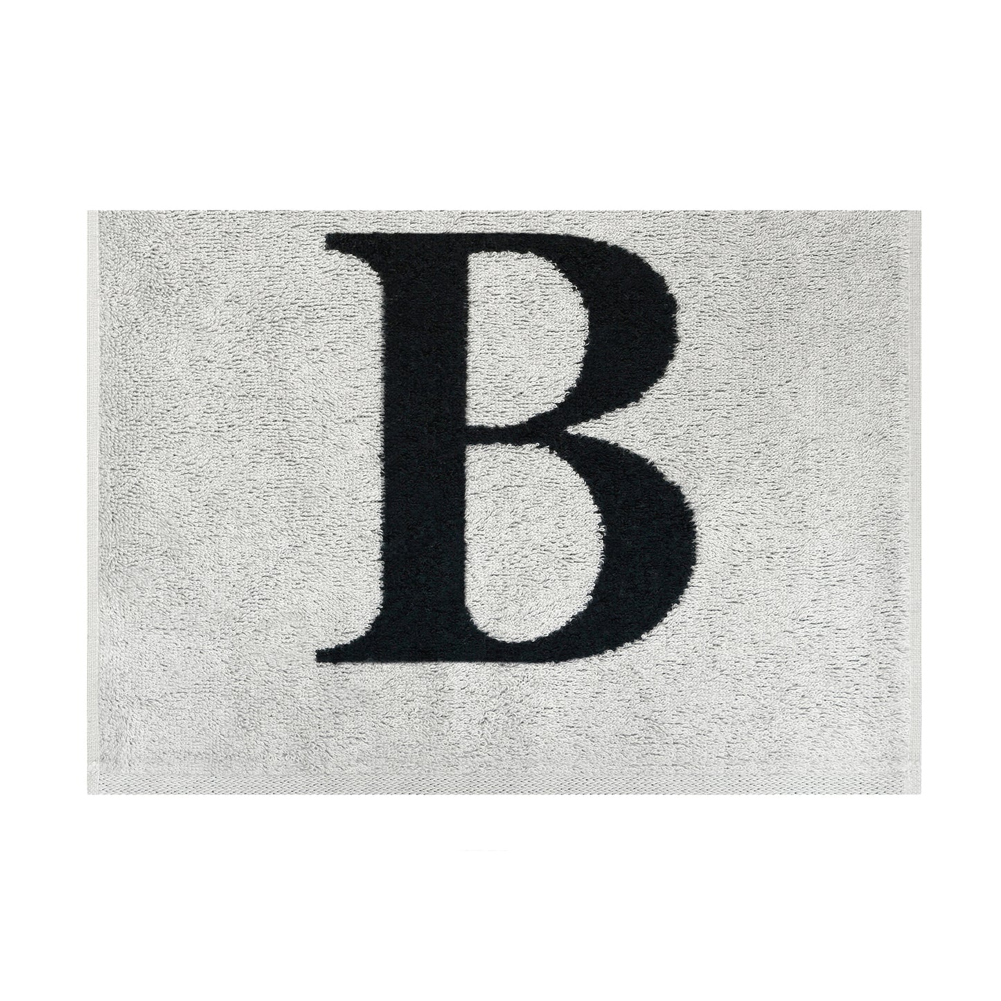 2er Set - Kleines Handtuch mit Buchstabe "B" – Silber / Schwarz