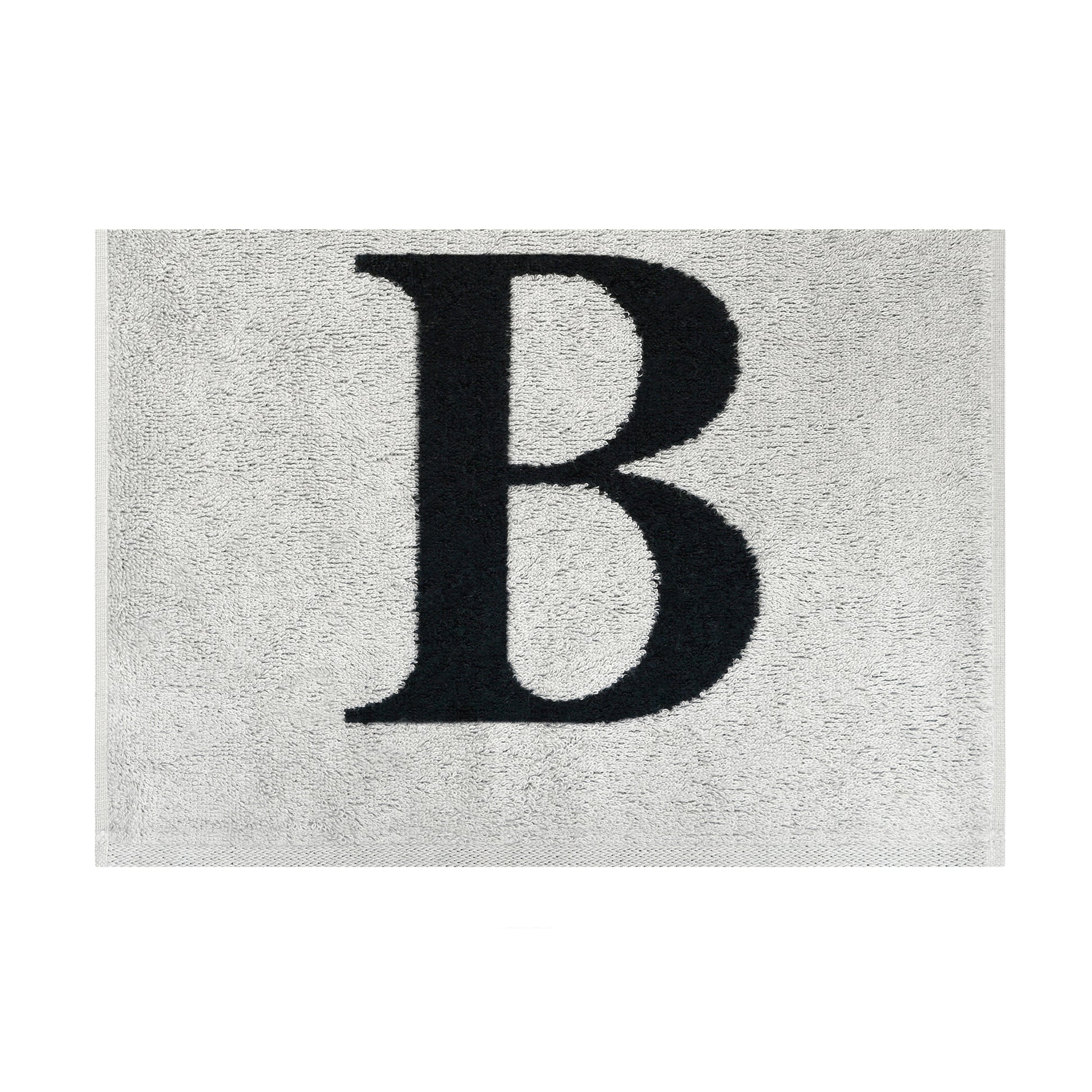 2er Set - Kleines Handtuch mit Buchstabe "B" – Silber / Schwarz