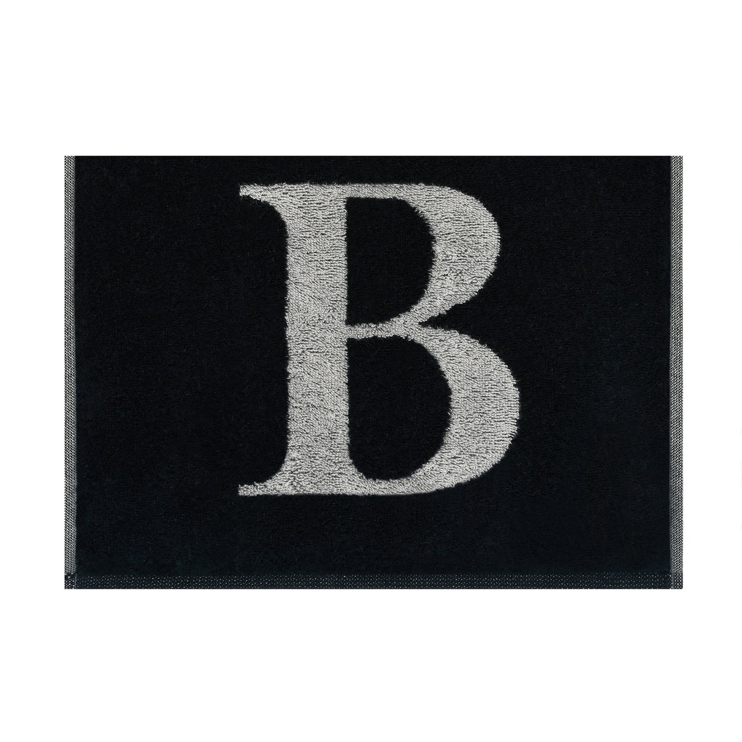 2er Set - Kleines Handtuch mit Buchstabe "B" – Silber / Schwarz