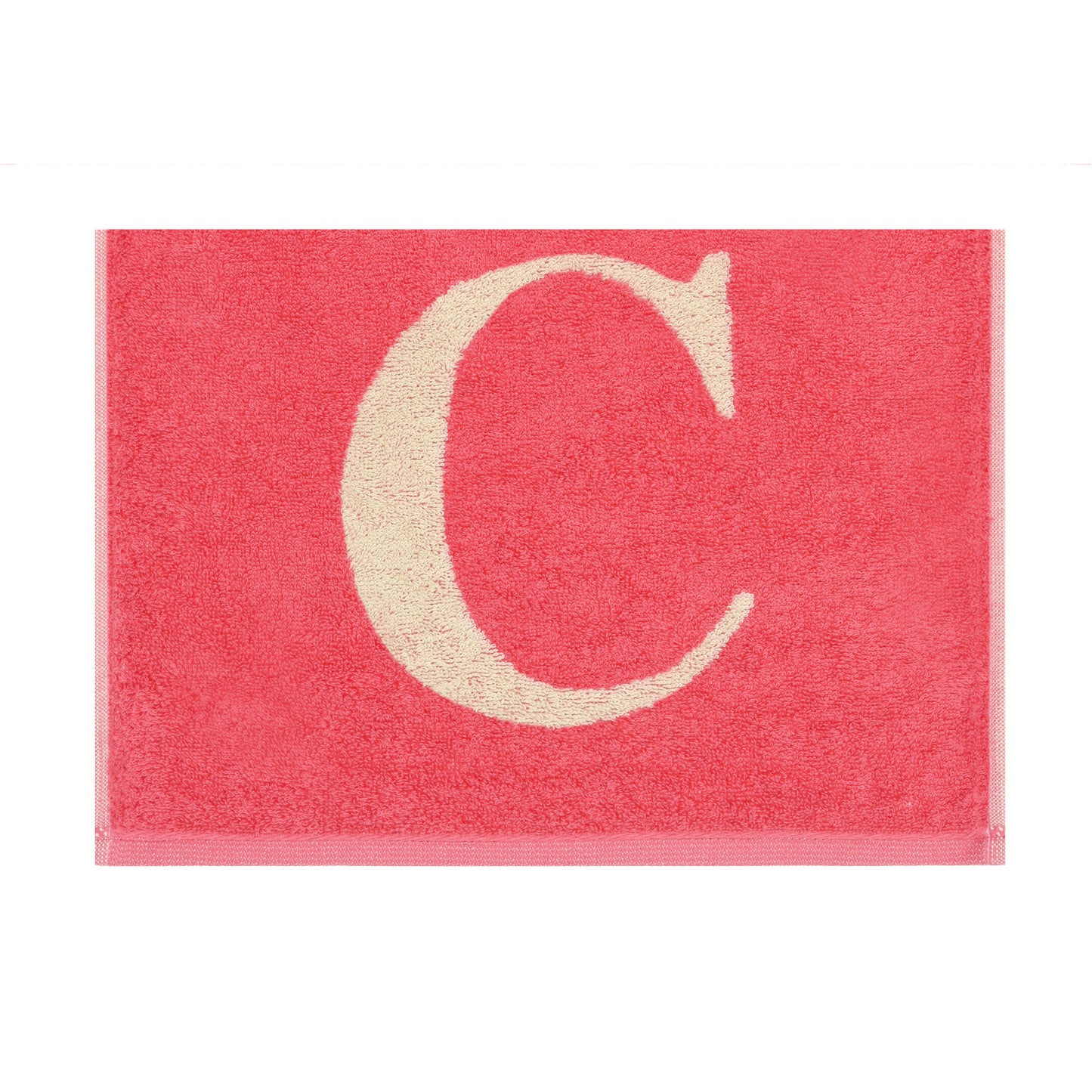 2er Set - Kleines Handtuch mit Buchstabe "C" – Natur / Pink / Orange