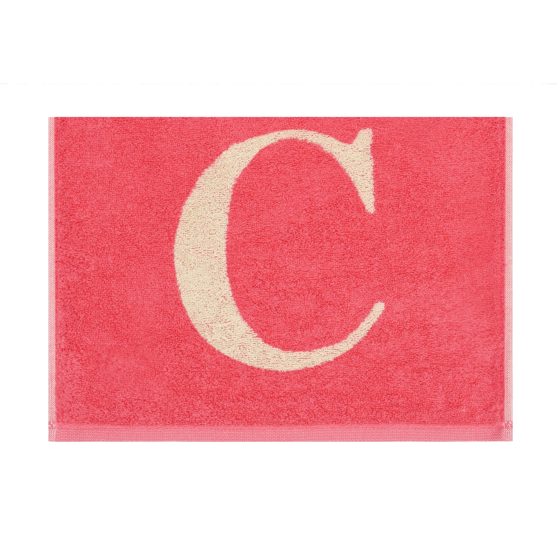 2er Set - Kleines Handtuch mit Buchstabe "C" – Natur / Pink / Orange