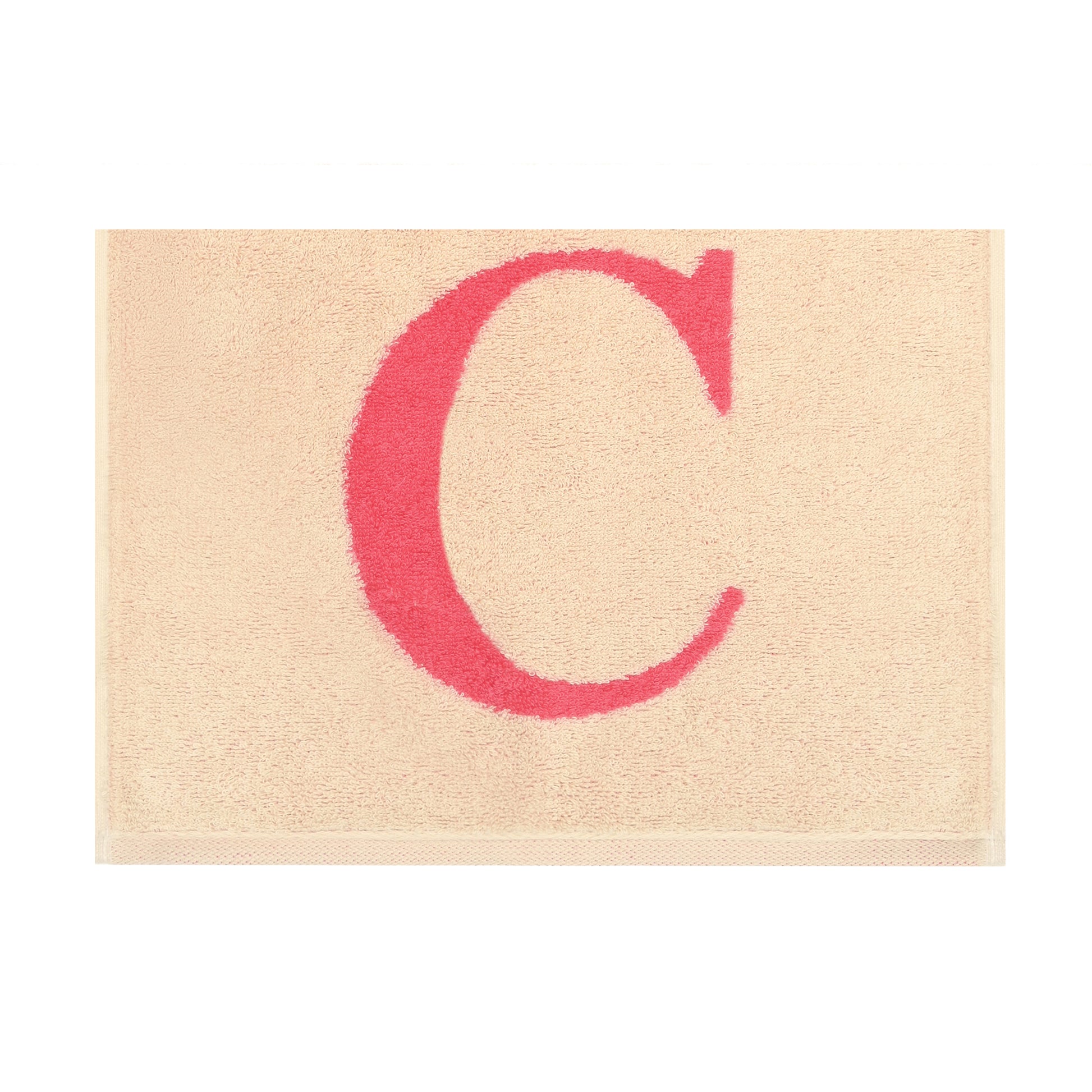 2er Set - Kleines Handtuch mit Buchstabe "C" – Natur / Pink / Orange