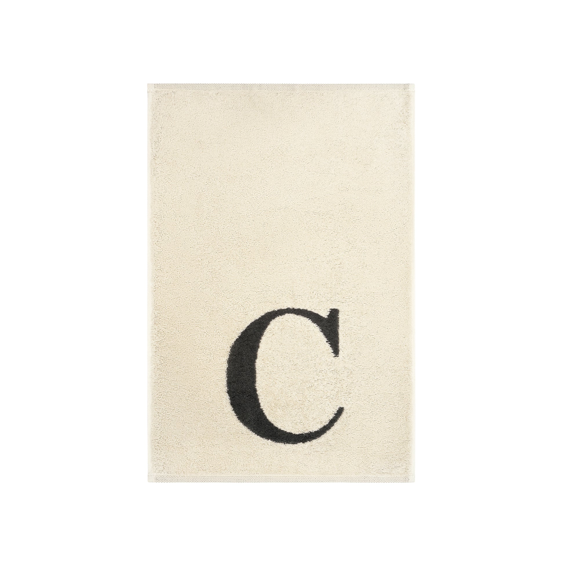 2er Set - Kleines Handtuch mit Buchstabe "C" – Natur / Dunkelgrau