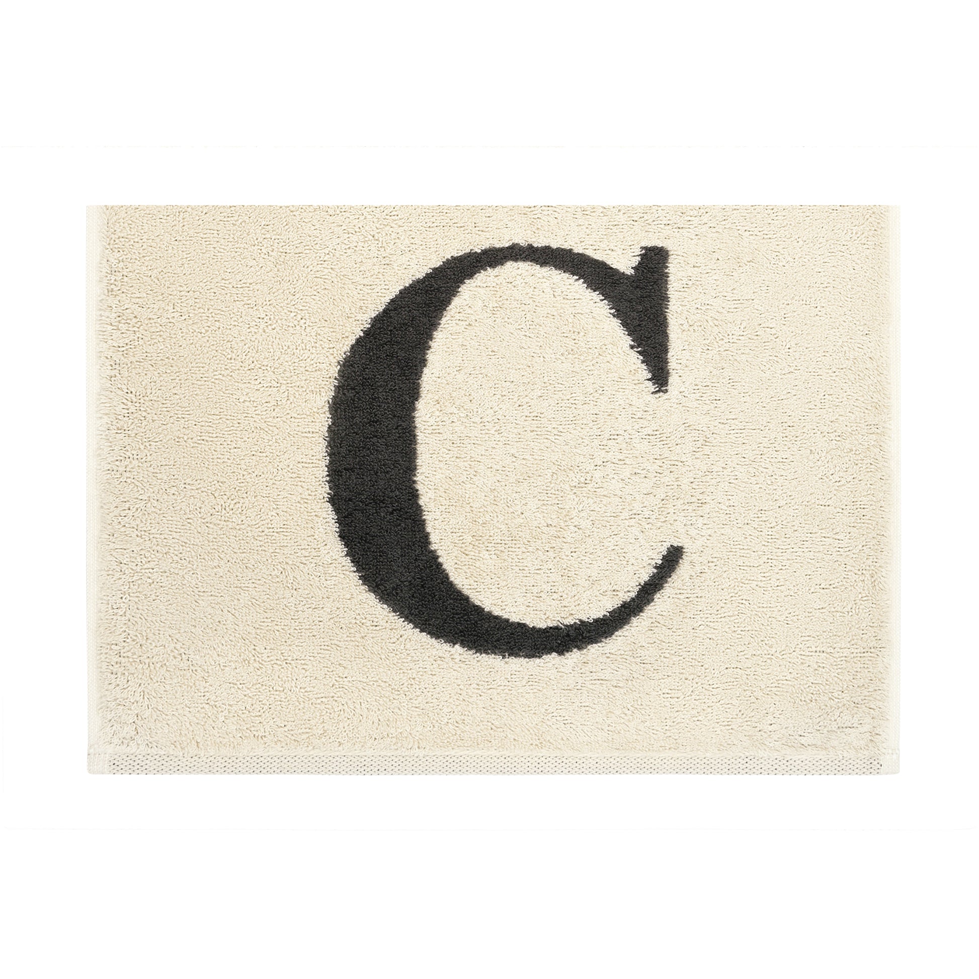 2er Set - Kleines Handtuch mit Buchstabe "C" – Natur / Dunkelgrau