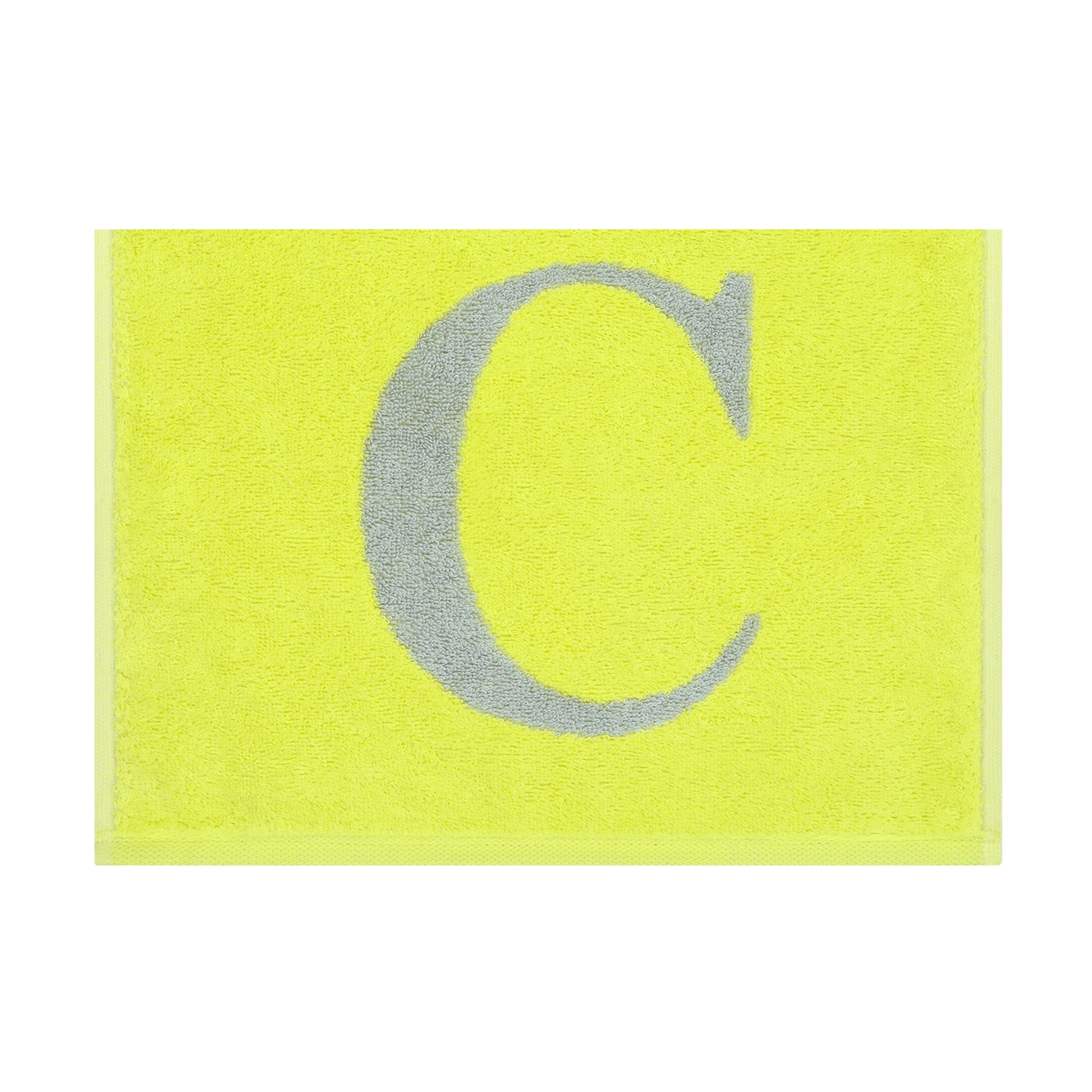 2er Set - Kleines Handtuch mit Buchstabe "C" – Silber / Lime