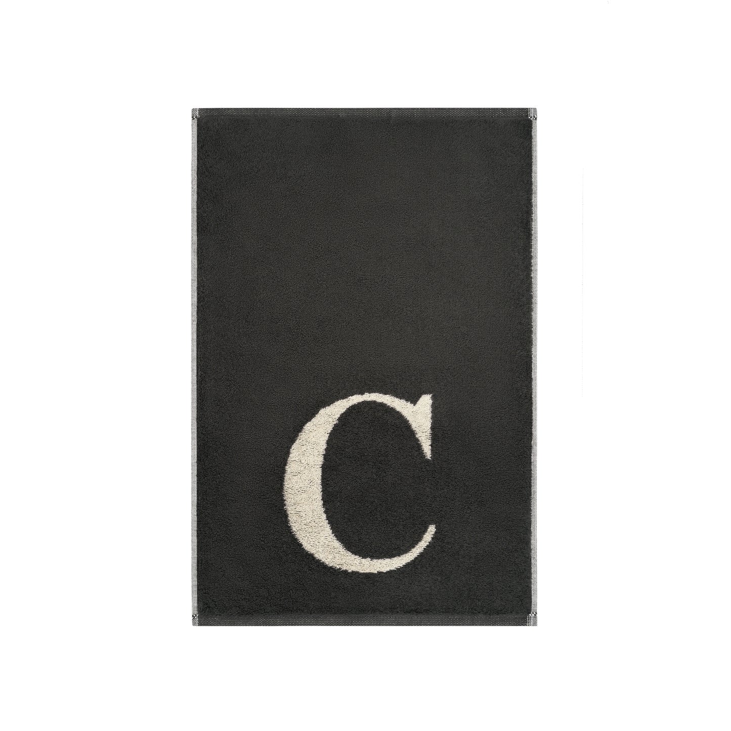 2er Set - Kleines Handtuch mit Buchstabe "C" – Natur / Dunkelgrau