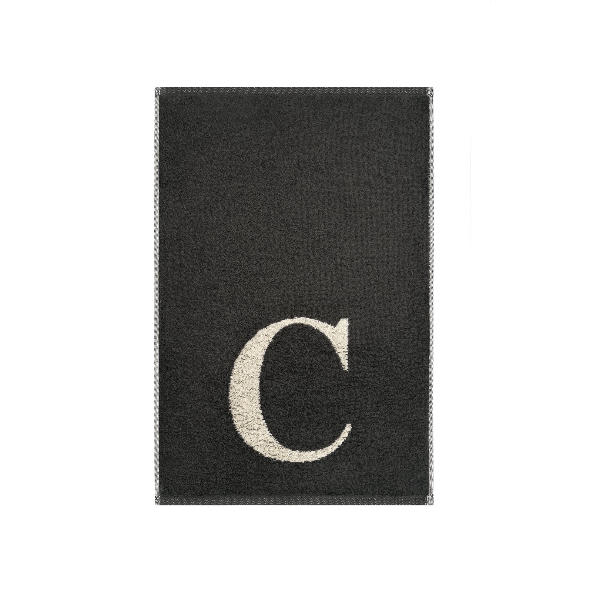 2er Set - Kleines Handtuch mit Buchstabe "C" – Natur / Dunkelgrau