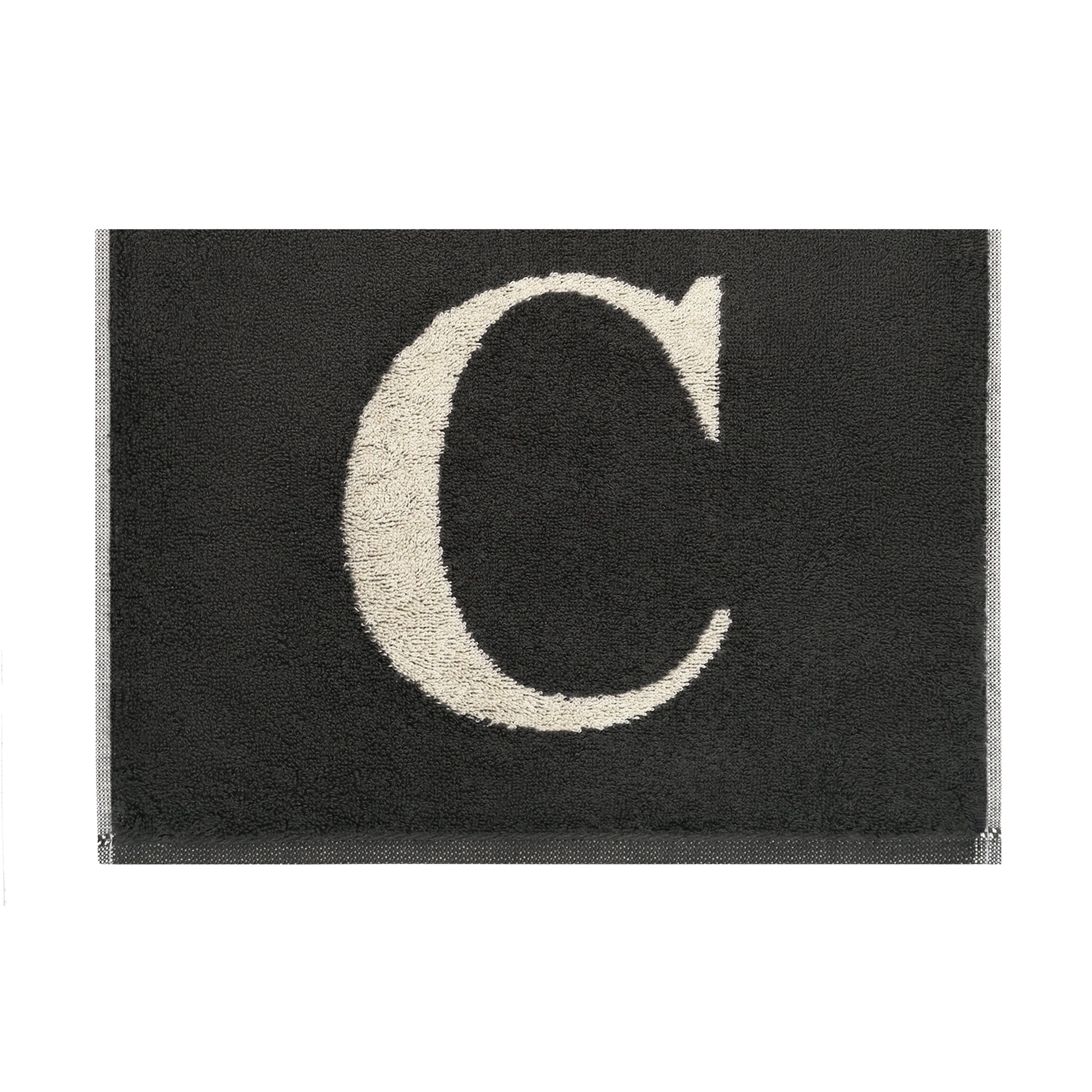 2er Set - Kleines Handtuch mit Buchstabe "C" – Natur / Dunkelgrau