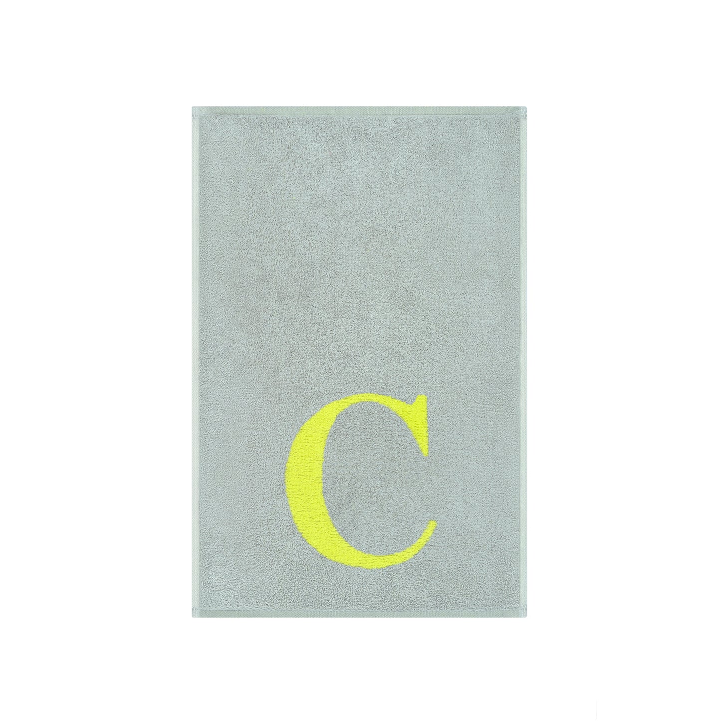 2er Set - Kleines Handtuch mit Buchstabe "C" – Silber / Lime