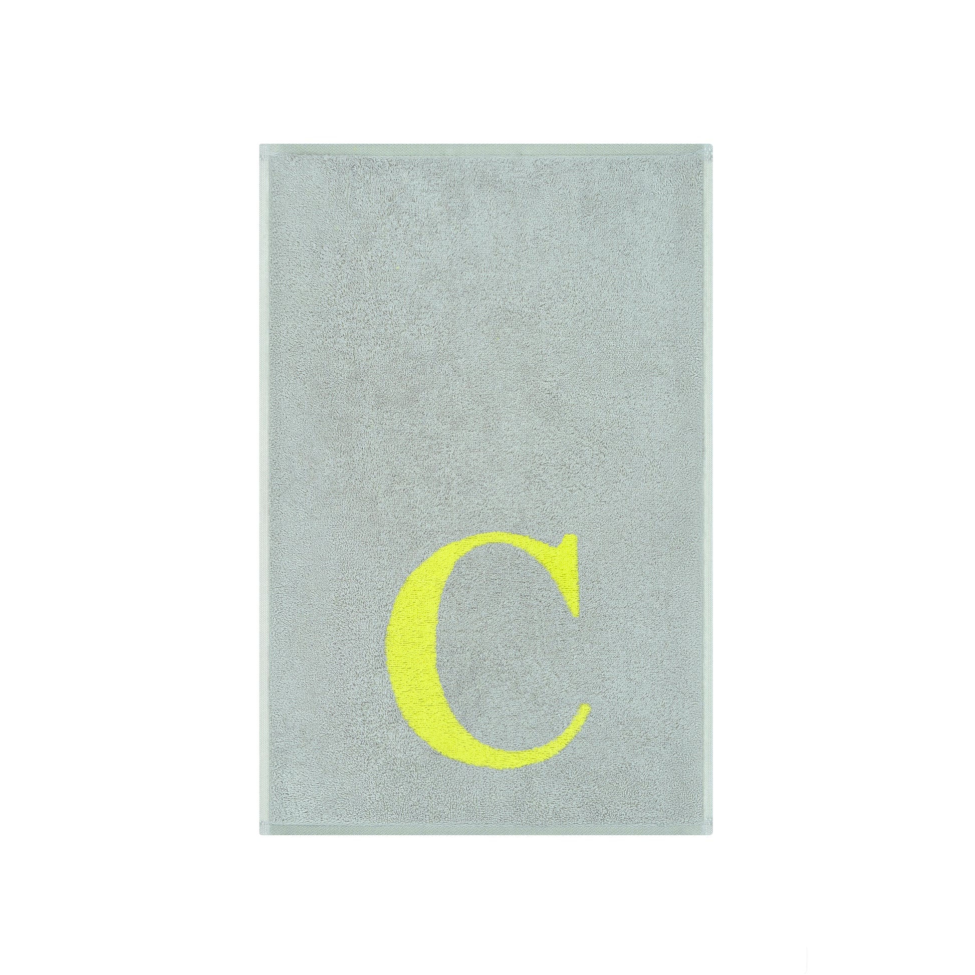 2er Set - Kleines Handtuch mit Buchstabe "C" – Silber / Lime