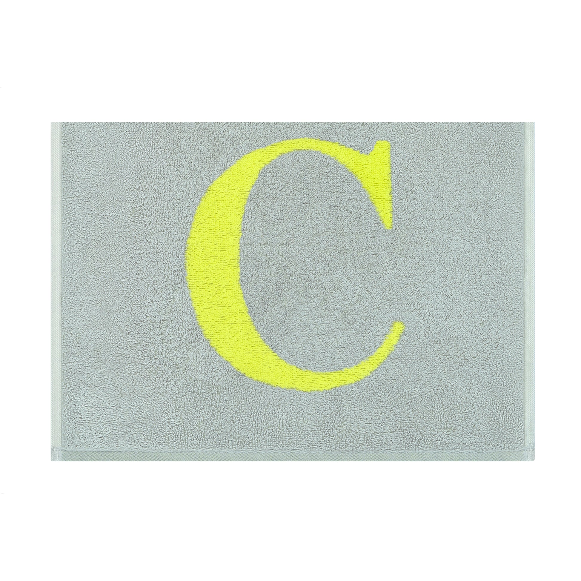 2er Set - Kleines Handtuch mit Buchstabe "C" – Silber / Lime