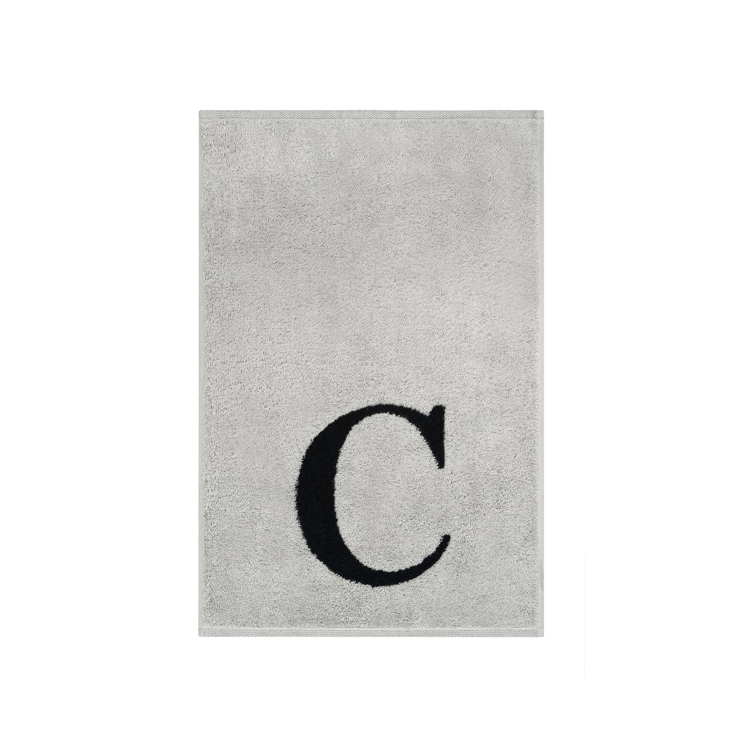 2er Set - Kleines Handtuch mit Buchstabe "C" – Silber / Schwarz
