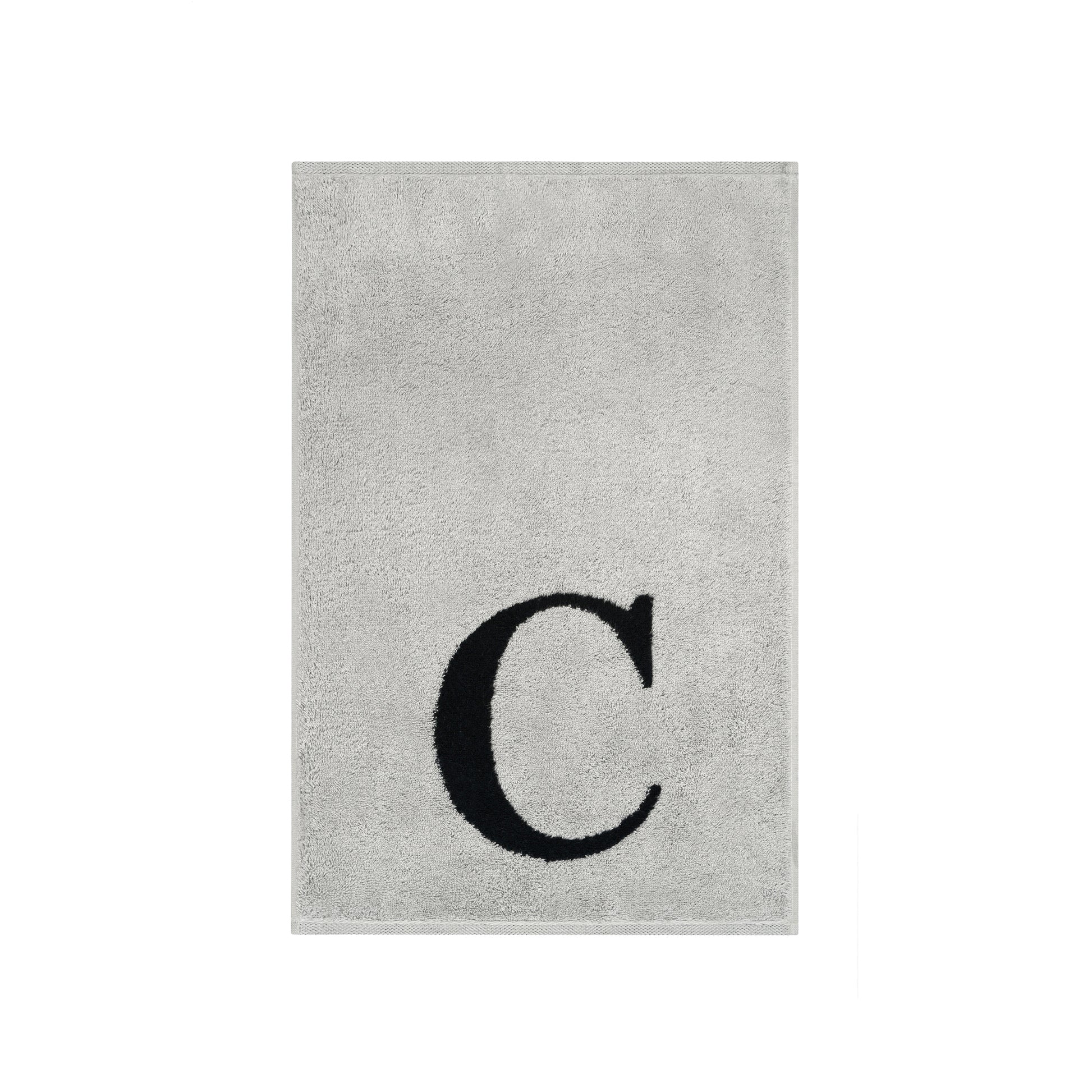 2er Set - Kleines Handtuch mit Buchstabe "C" – Silber / Schwarz