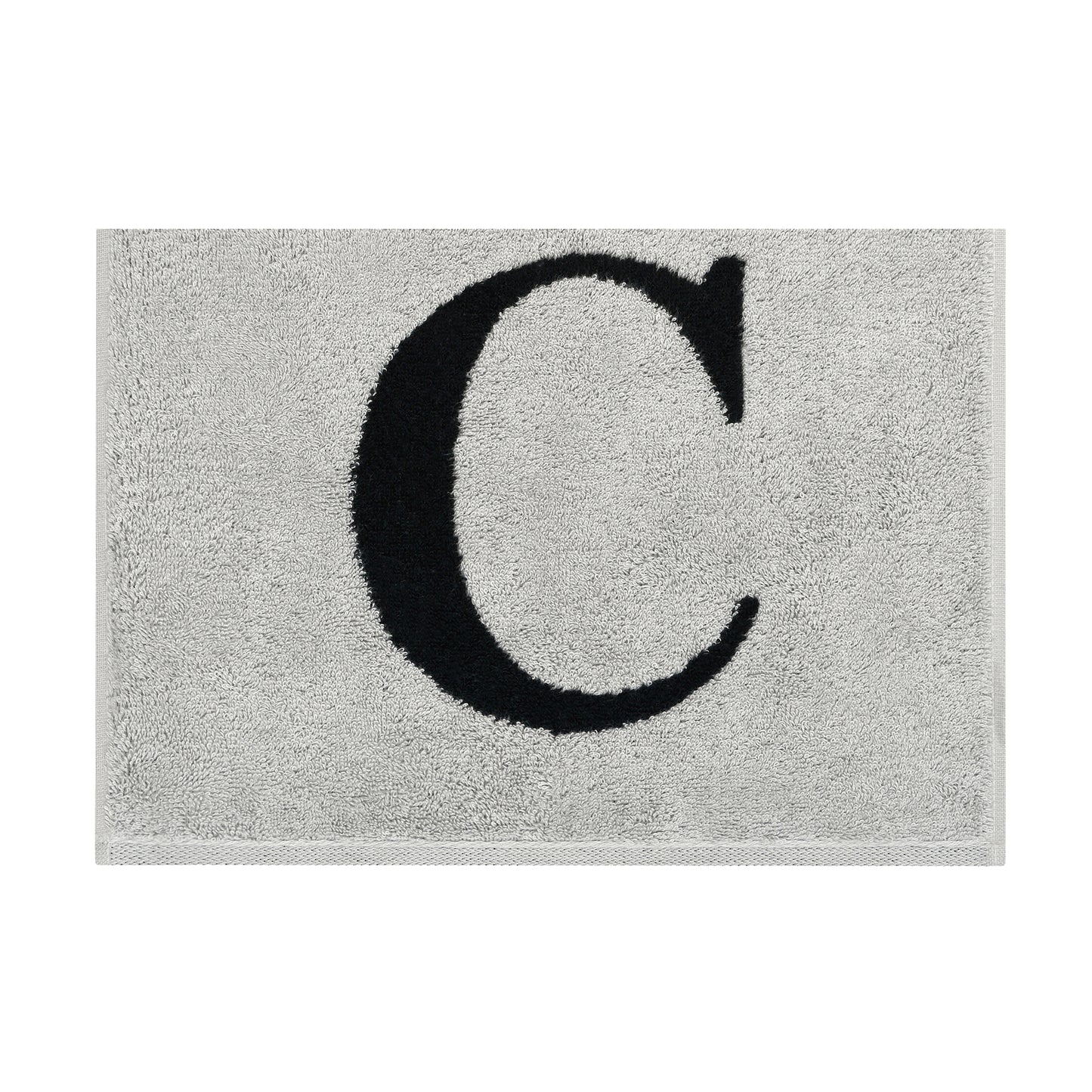 2er Set - Kleines Handtuch mit Buchstabe "C" – Silber / Schwarz