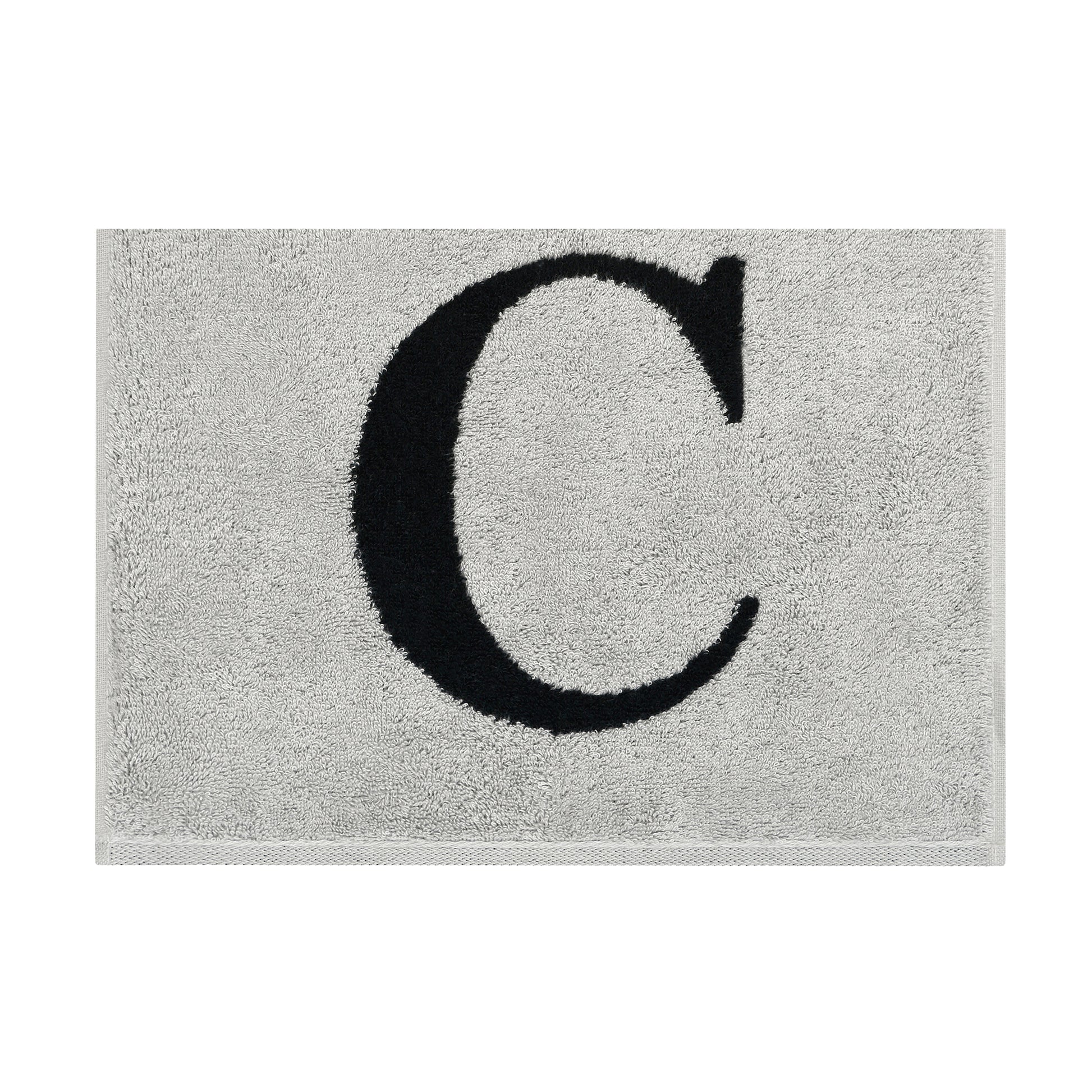 2er Set - Kleines Handtuch mit Buchstabe "C" – Silber / Schwarz