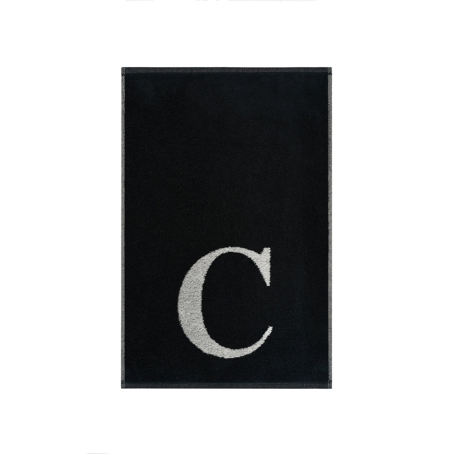 2er Set - Kleines Handtuch mit Buchstabe "C" – Silber / Schwarz