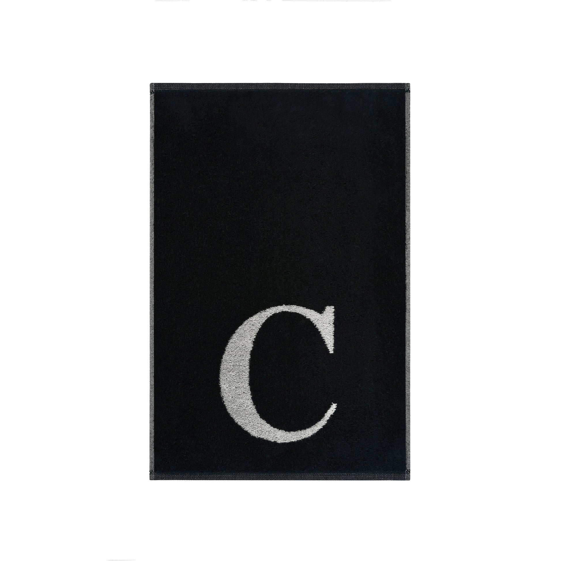 2er Set - Kleines Handtuch mit Buchstabe "C" – Silber / Schwarz