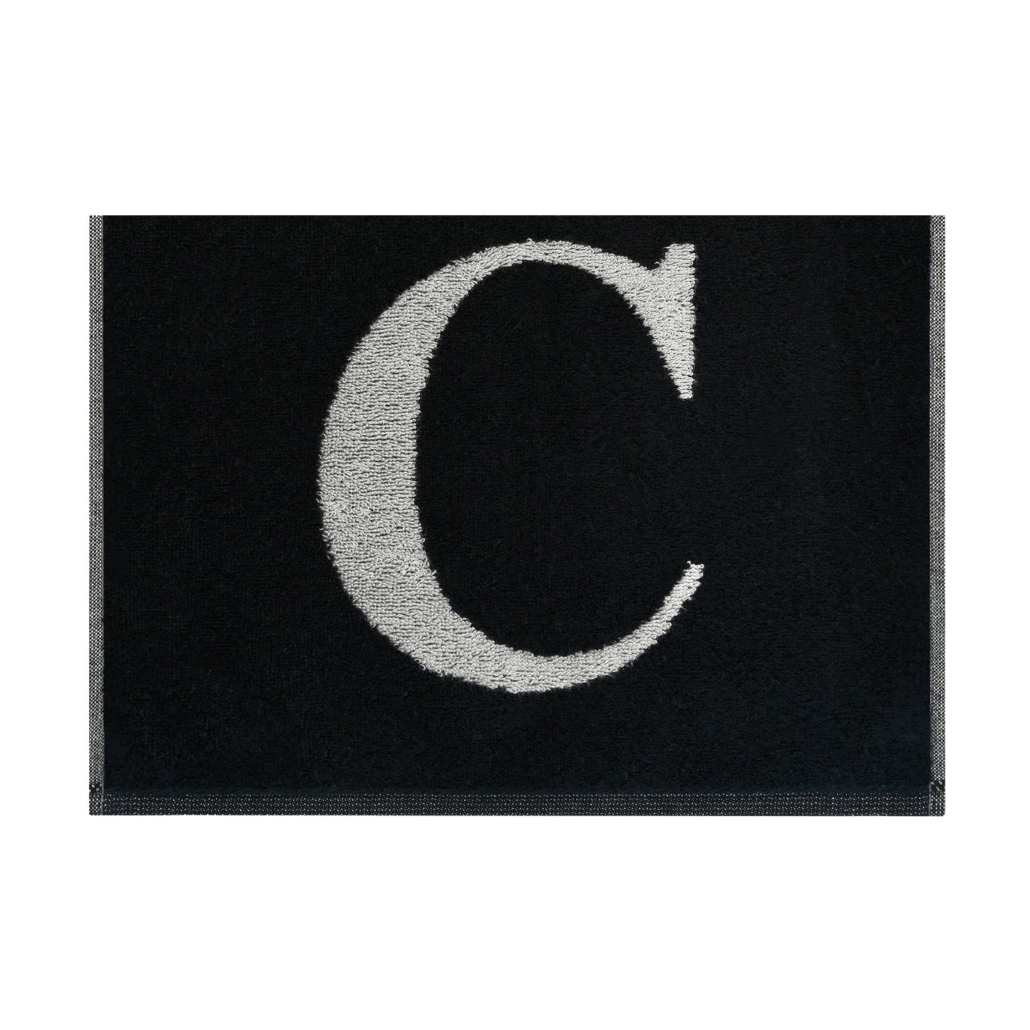 2er Set - Kleines Handtuch mit Buchstabe "C" – Silber / Schwarz