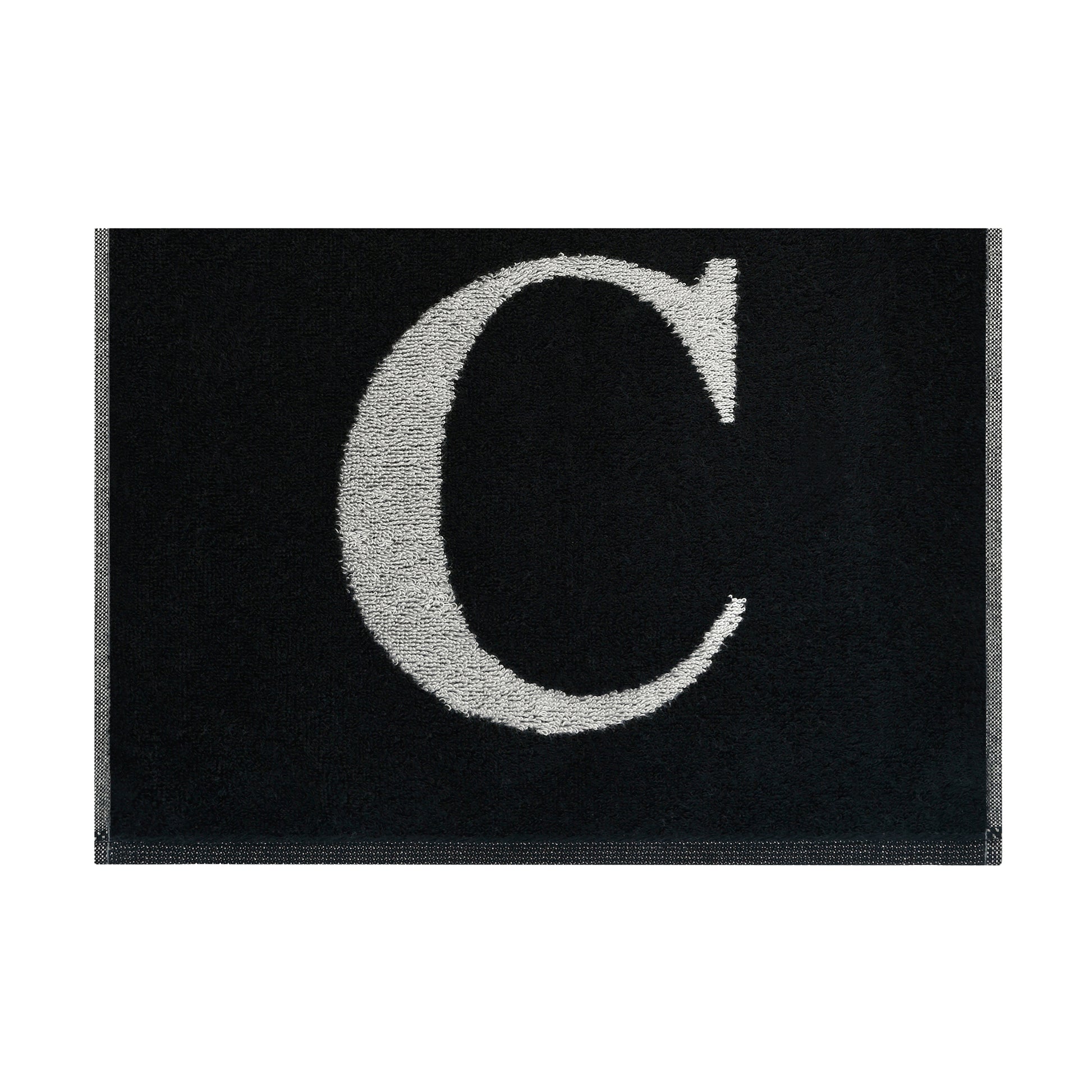 2er Set - Kleines Handtuch mit Buchstabe "C" – Silber / Schwarz